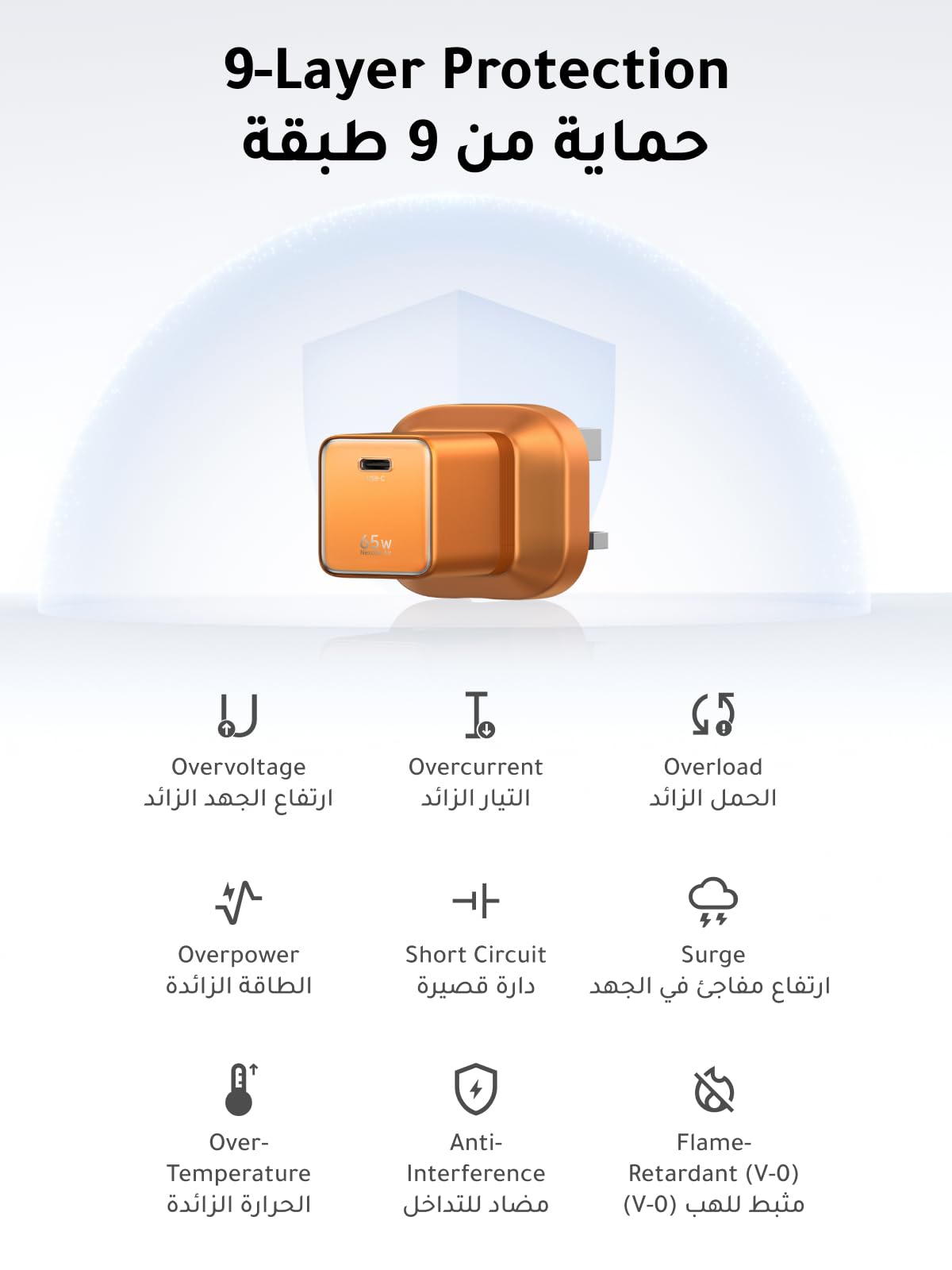 شاحن UGREEN Nexode Air 65W برتقالي مداري