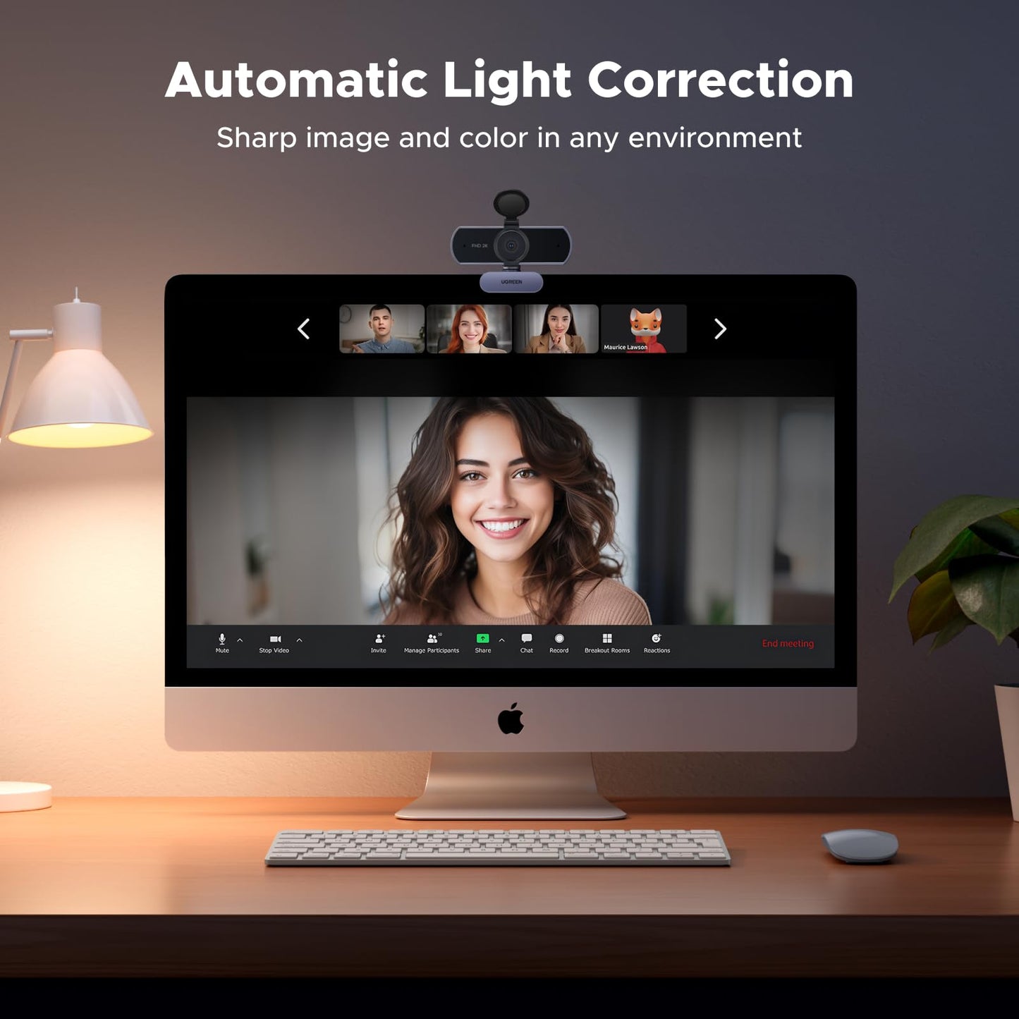 UGREEN 2K Webcam, Webcam for PC Ultra HD 1440P Computer Camera with Microphone,