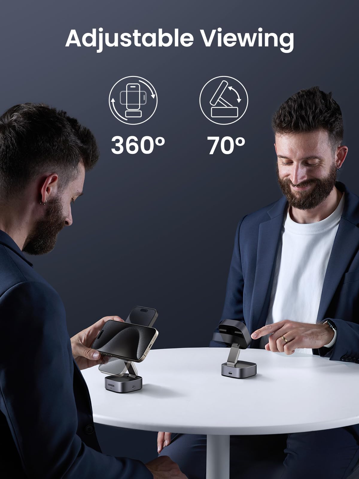 UGREEN  MagFlow Qi2 15W 2-in-1 Wireless Charger