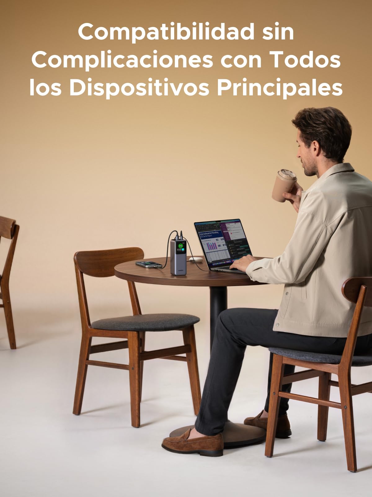 UGREEN Nexode 20000mAh Banco de Energía con Cable Retráctil, Power Bank Portátil de 165W 