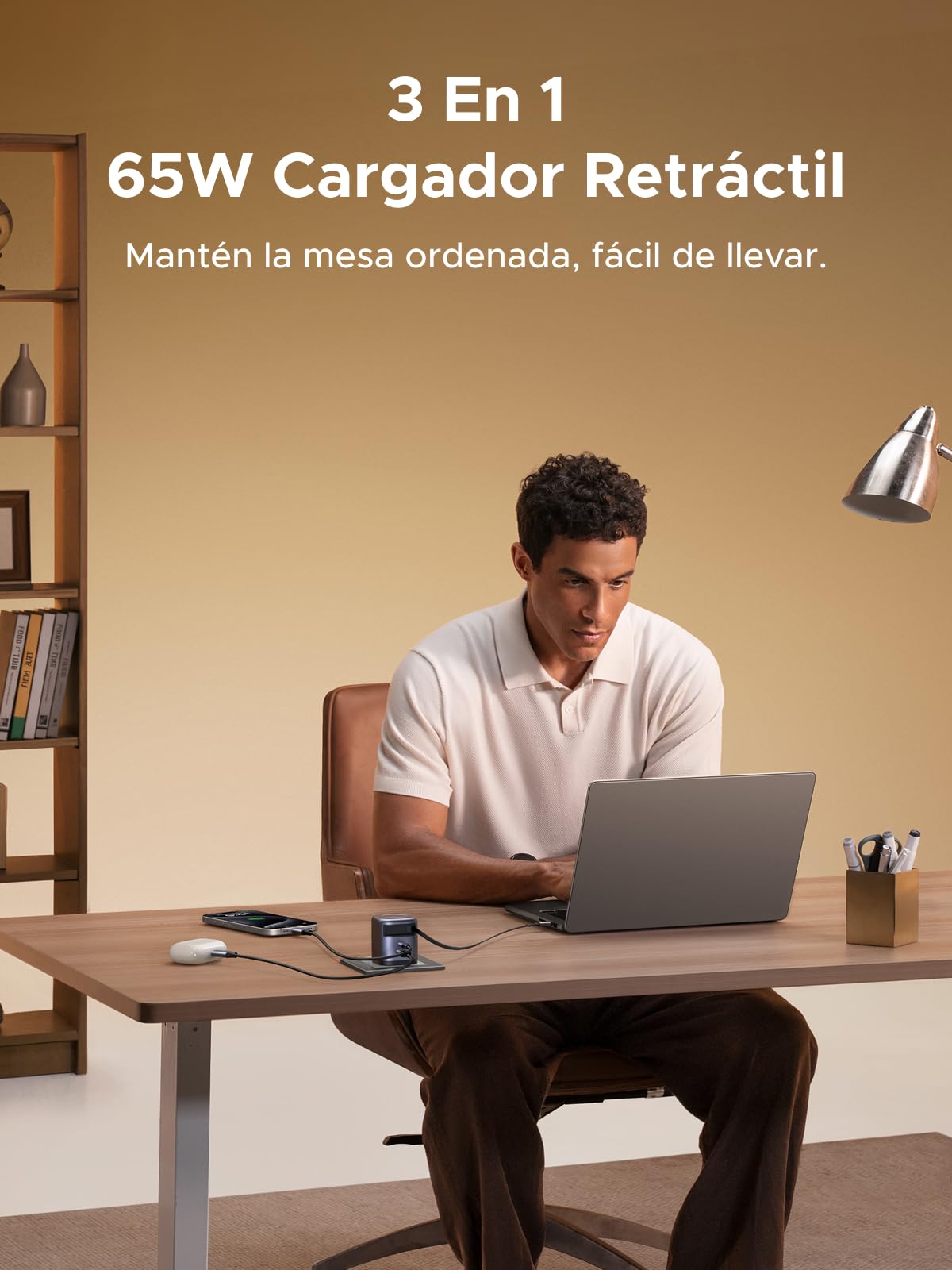 UGREEN Nexode Cargador USB C con Cable Retráctil 65W GaN