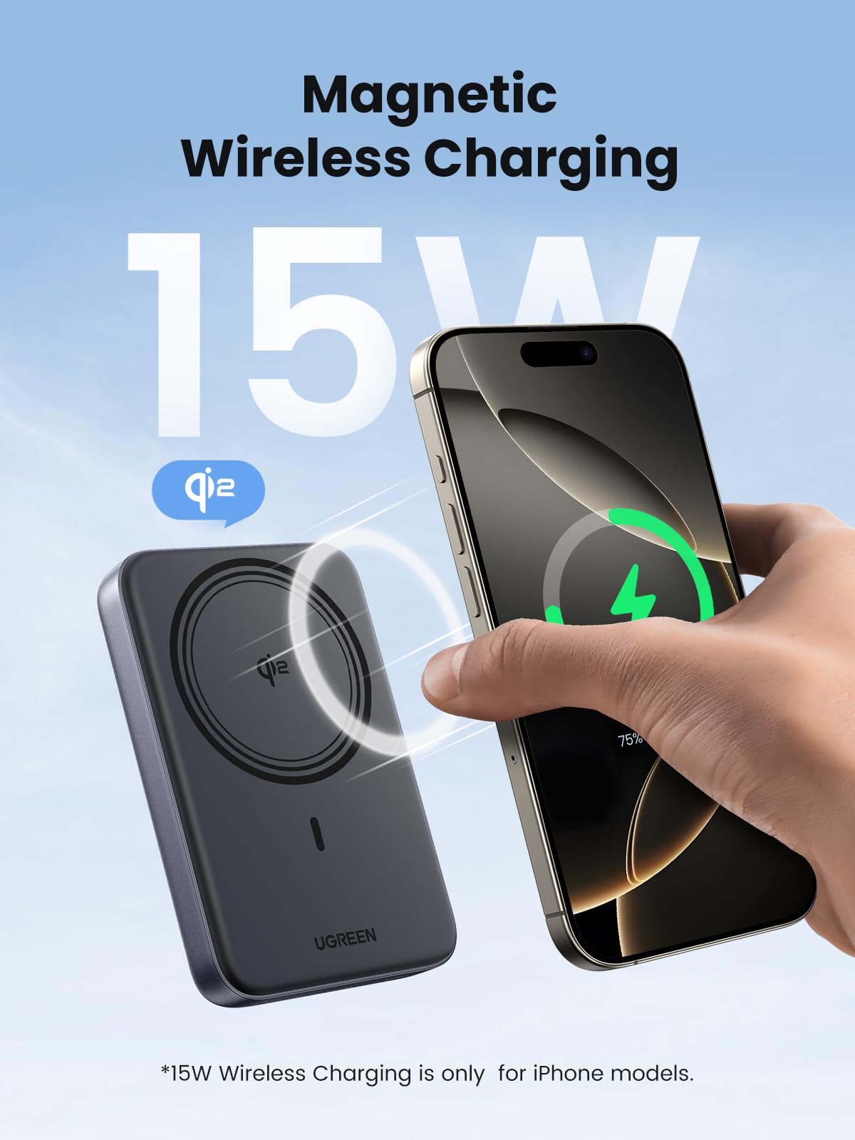 UGREEN Magnetic Wireless Power Bank 10000mAh 30W 1C+15W Space Gray