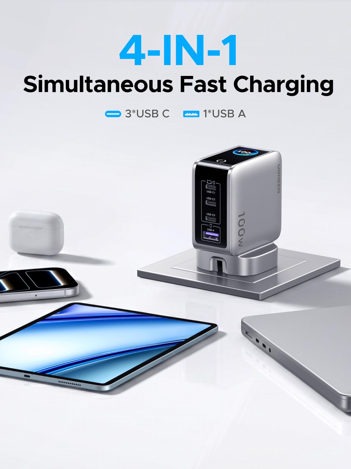 UGREEN Nexode Pro 100W 4-Port GaN Charger with Smart Display