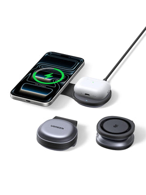 UGREEN MagFlow แท่นชาร์จไร้สายแบบแม่เหล็ก 2-in-1 พับเก็บได้ กำลังไฟ 25W