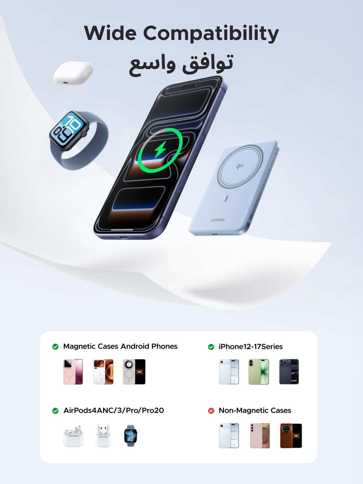 باور بانك يوجرين ماج فلو إير المغناطيسي بسعة 5000mAh وقدرة 15 واط – أزرق نجمي