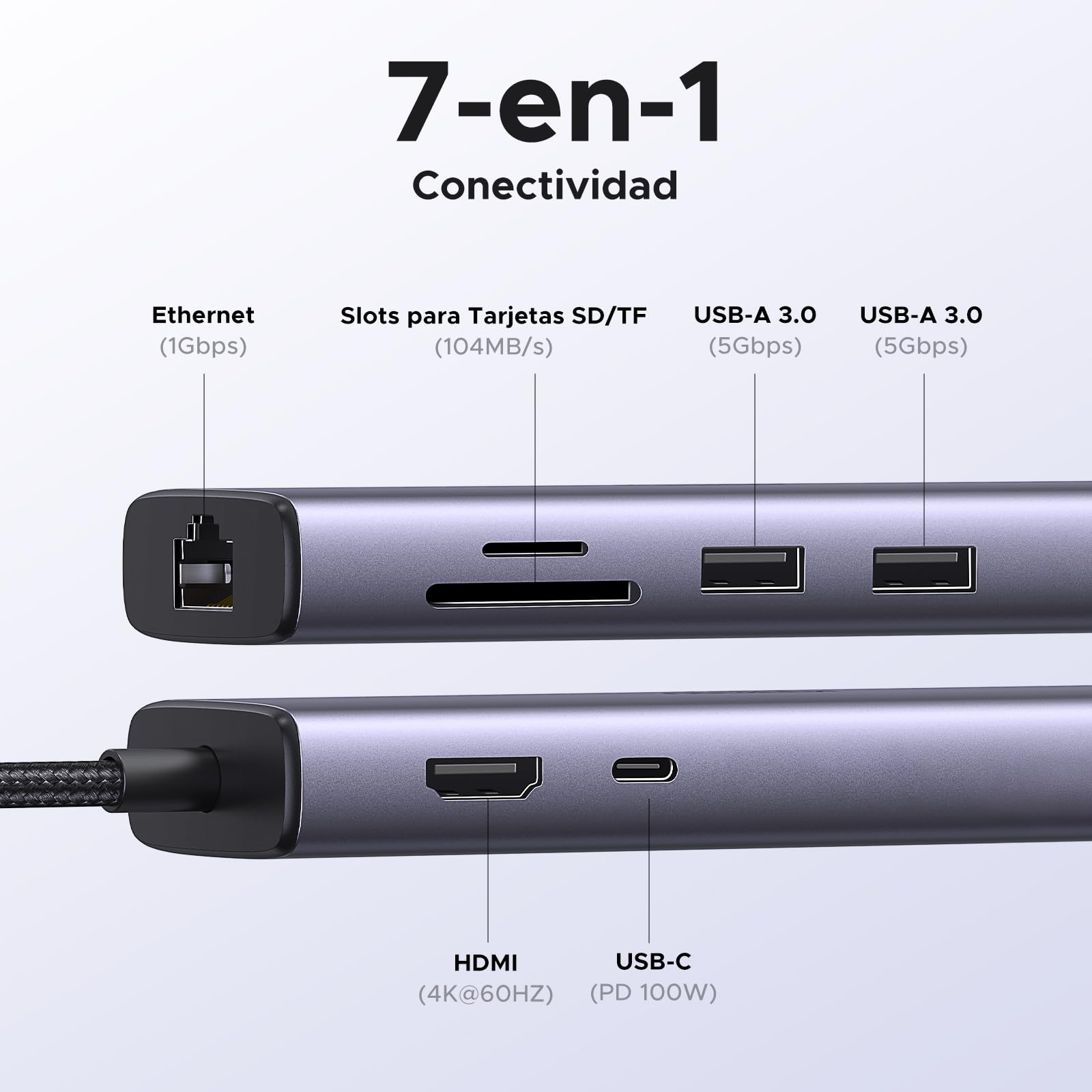 UGREEN Revodok 107 Hub USB C HDMI 4K 60Hz Adaptador Tipo C