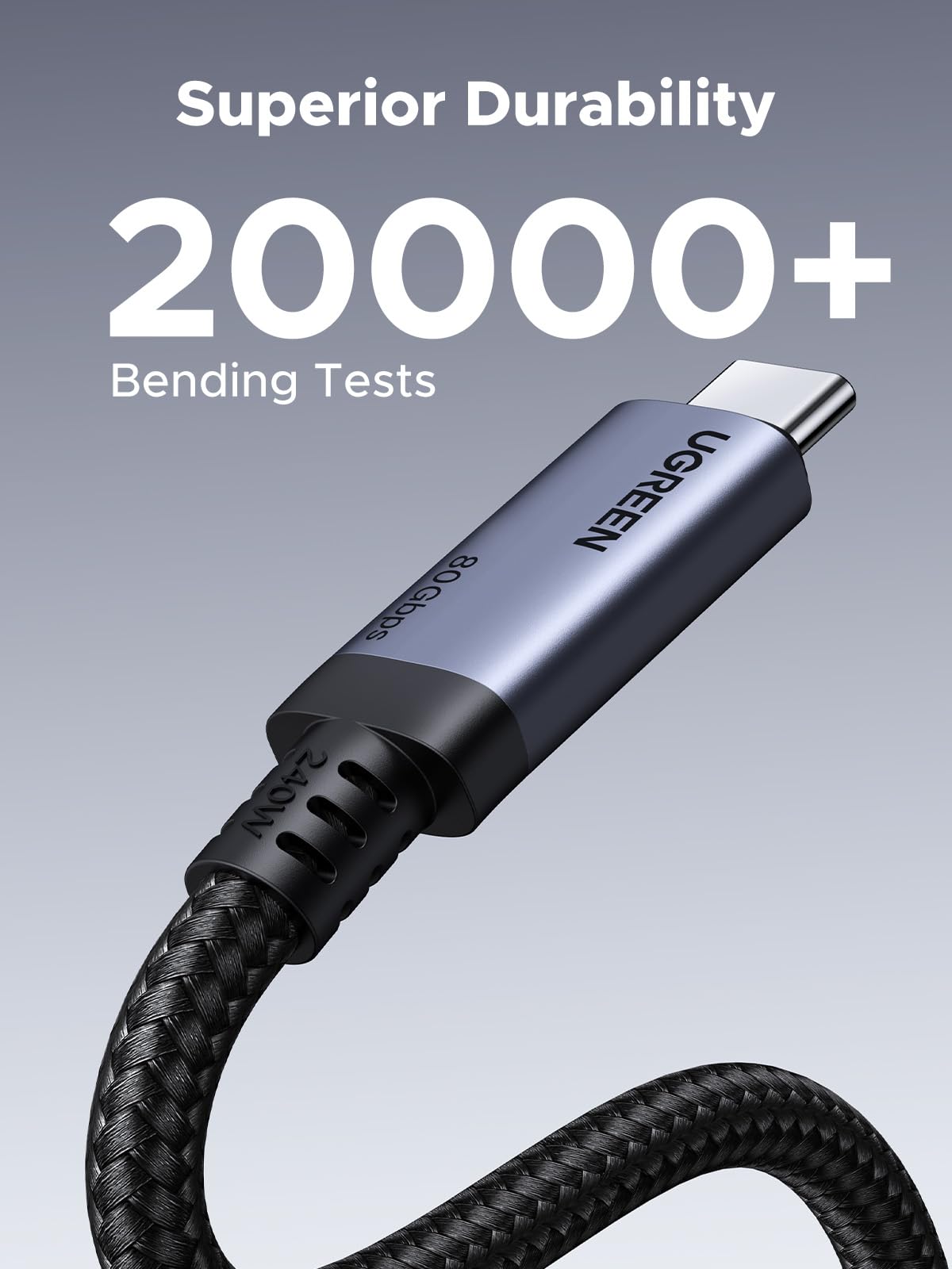 UGREEN كابل USB-C Gen4 بقدرة 240 واط (80Gbps ، USB 4.0 ، 16K/8K 60Hz)