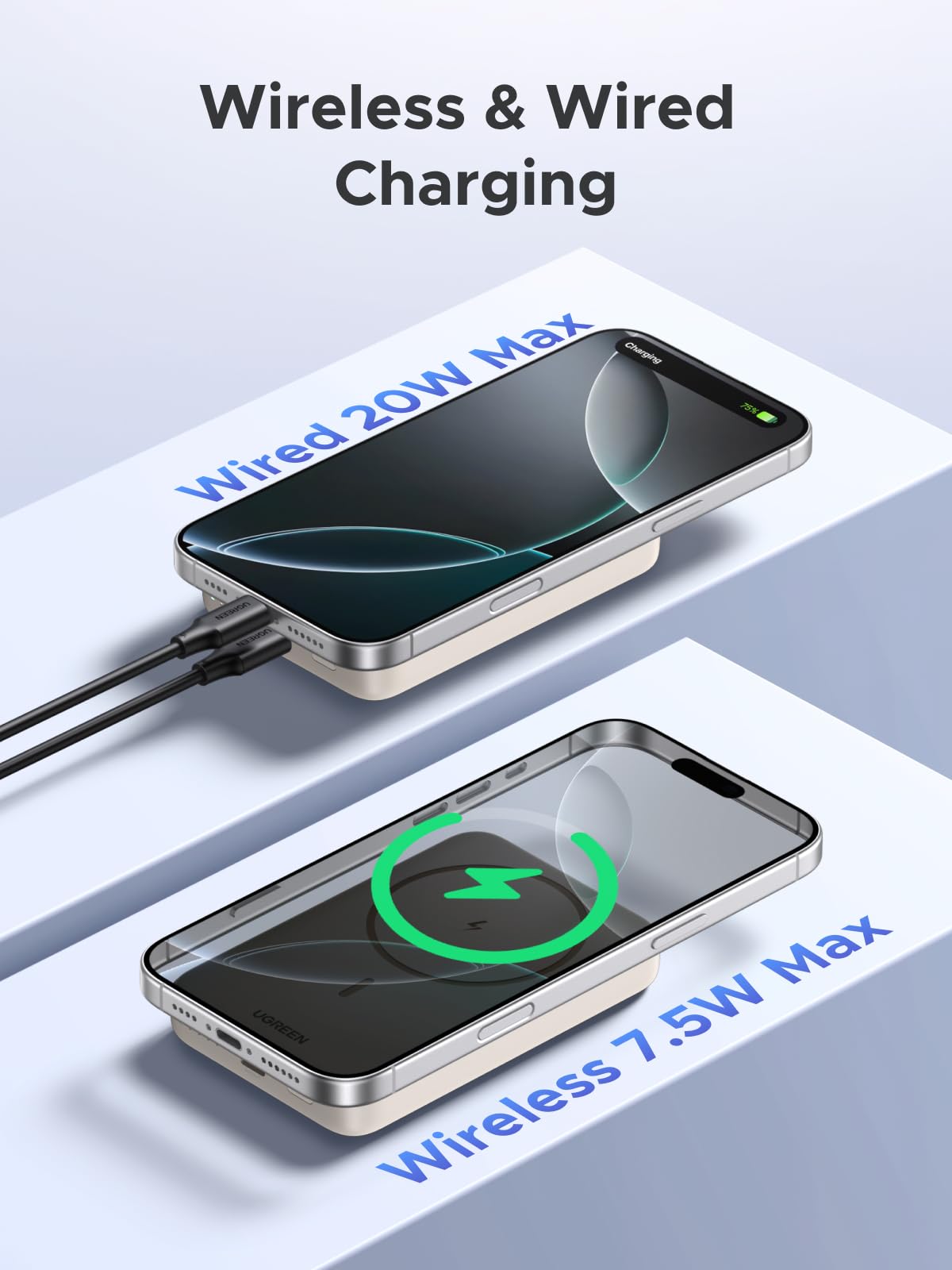 UGREEN Magnetic Power Bank
10000mAh 20W Beige