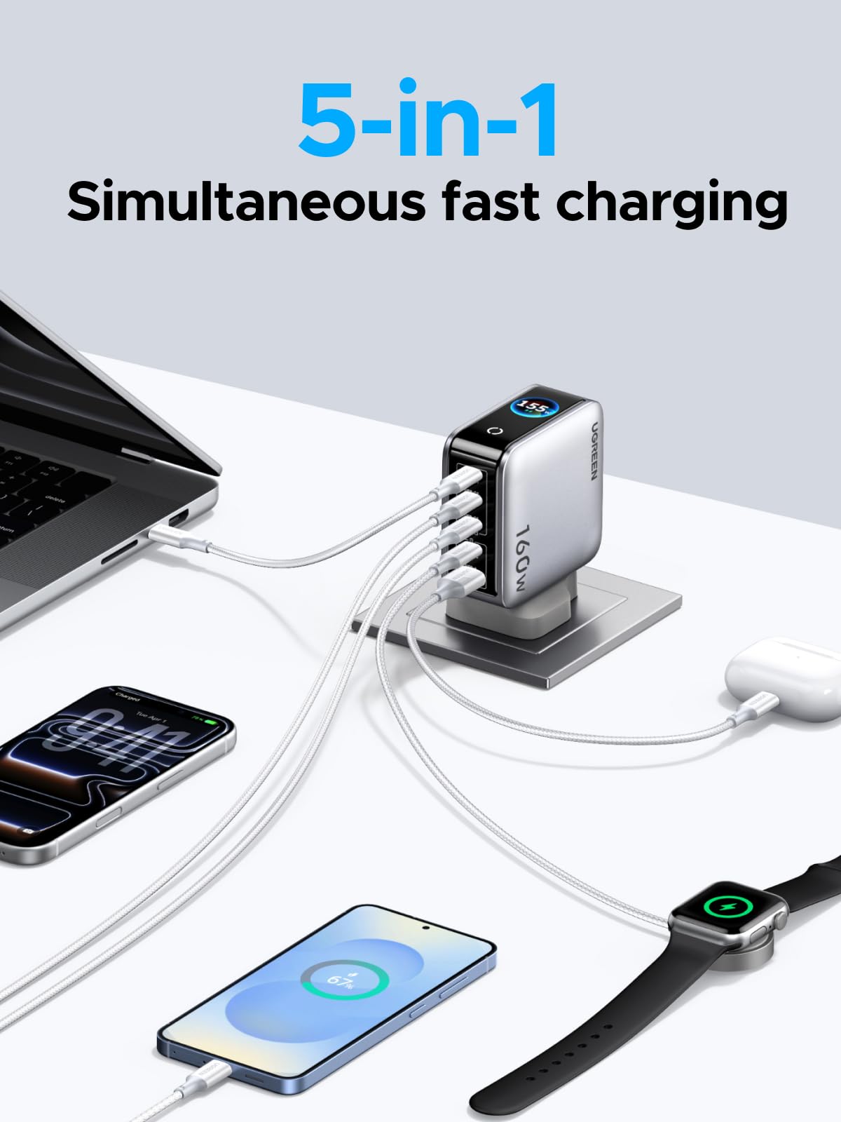 UGREEN Nexode Pro 160W 5-Port USB-C Charger