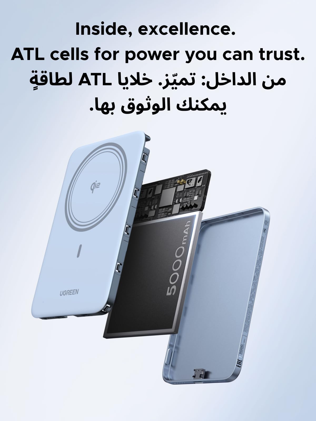 باور بانك يوجرين ماج فلو إير المغناطيسي بسعة 5000mAh وقدرة 15 واط – أزرق نجمي