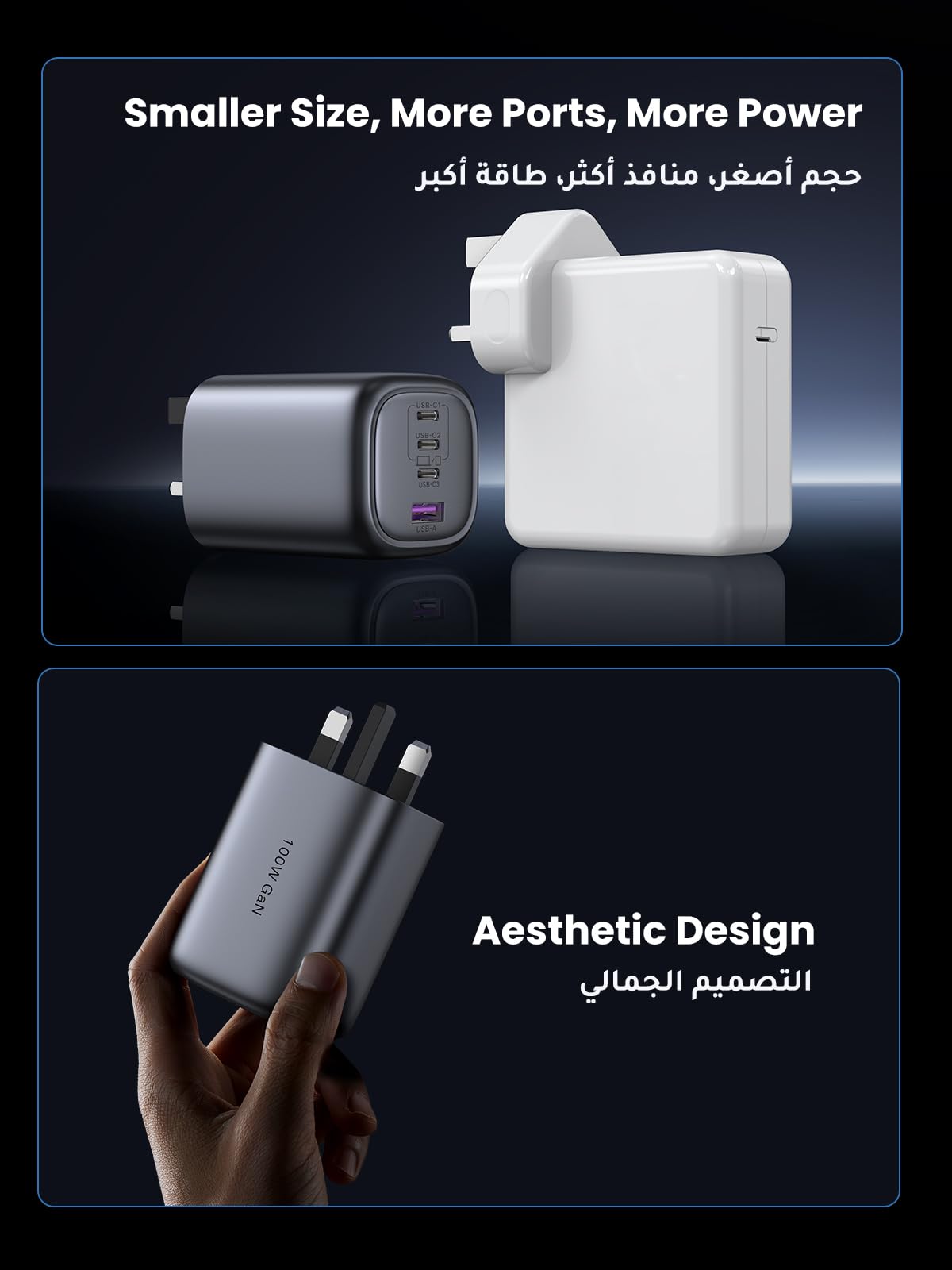 UGREEN Nexode شاحن GaN سريع أربعة منافذ 100 واط