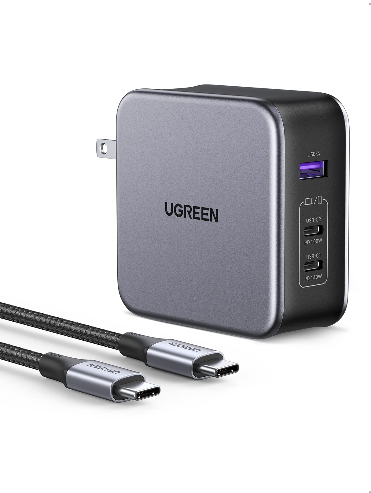 UGREEN Nexode 140W 3-Port Charger with Retractable USB-C Cable