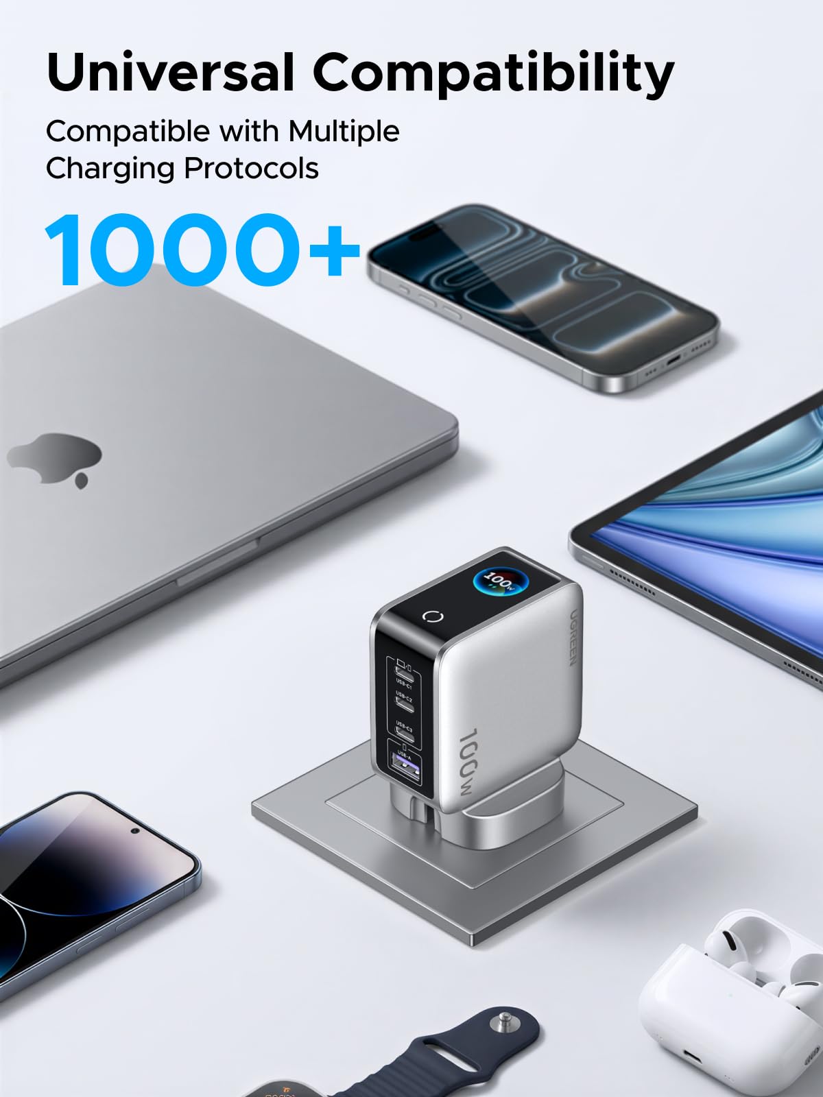UGREEN Nexode Pro 100W 4-Port GaN Charger with Smart Display
