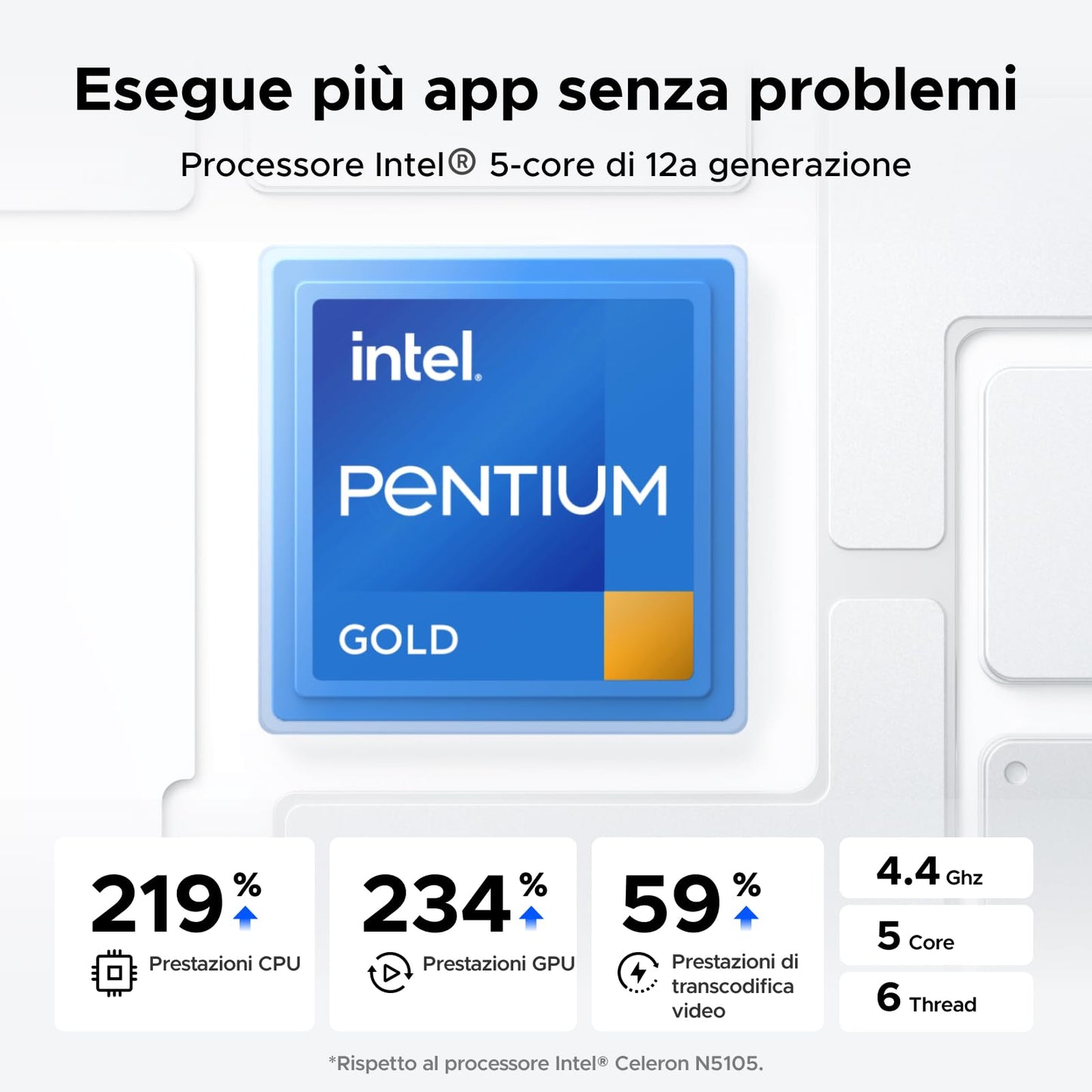 UGREEN NASync DXP4800 Plus, NAS desktop a 4 bay, CPU Intel Pentium Gold 8505 a 5 core