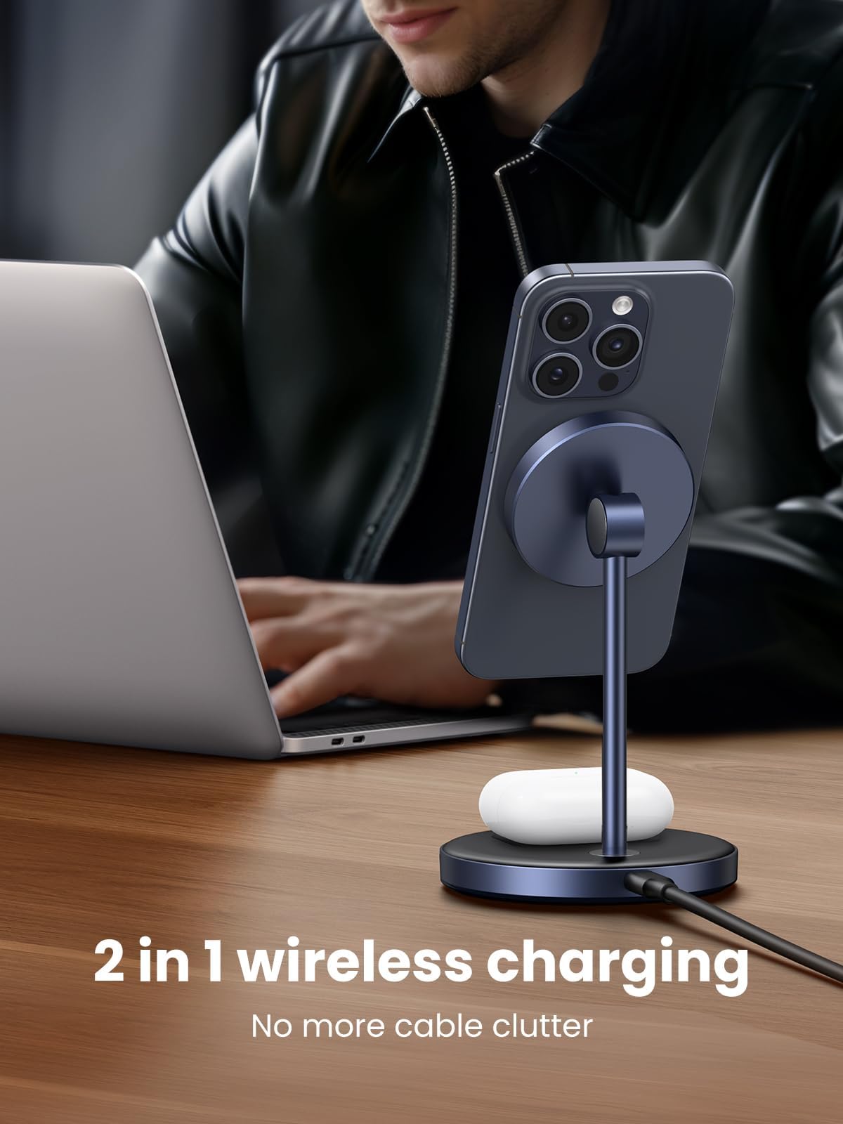 UGREEN 2-in-1 Magnetic Wireless Charger Stand 15W