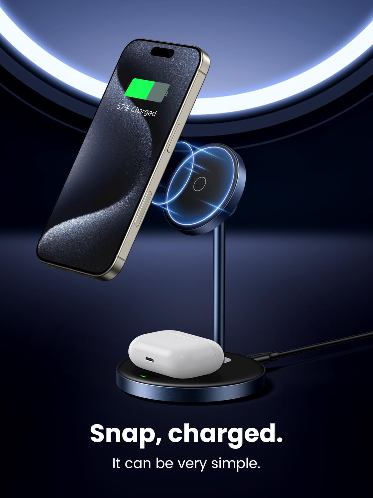 UGREEN 2-in-1 Magnetic Wireless Charger Stand 15W