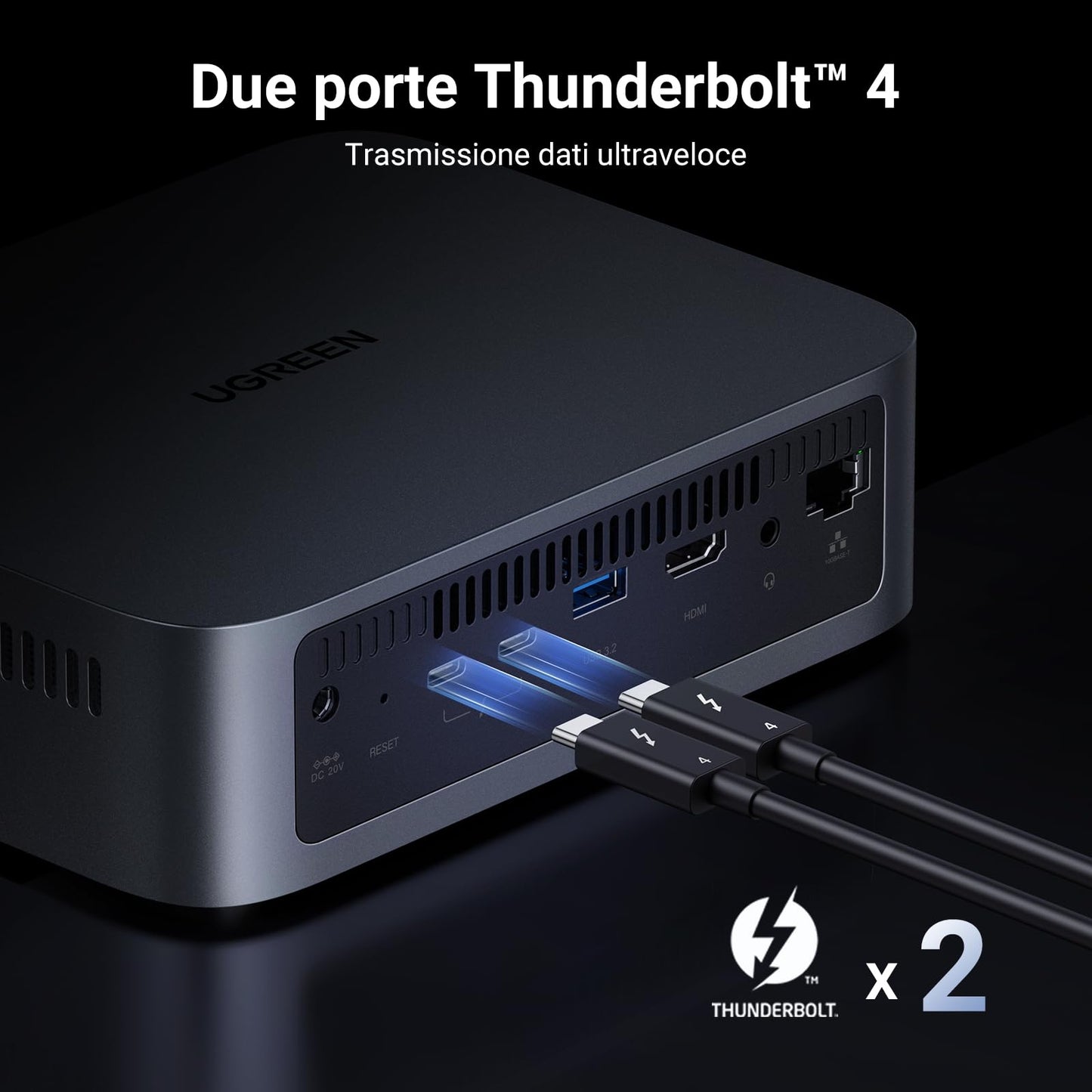 UGREEN NASync DXP480T Plus 4 Bay All-Flash SSD NAS, CPU Intel i5 1235u 10-Core, 8 GB di RAM DDR5