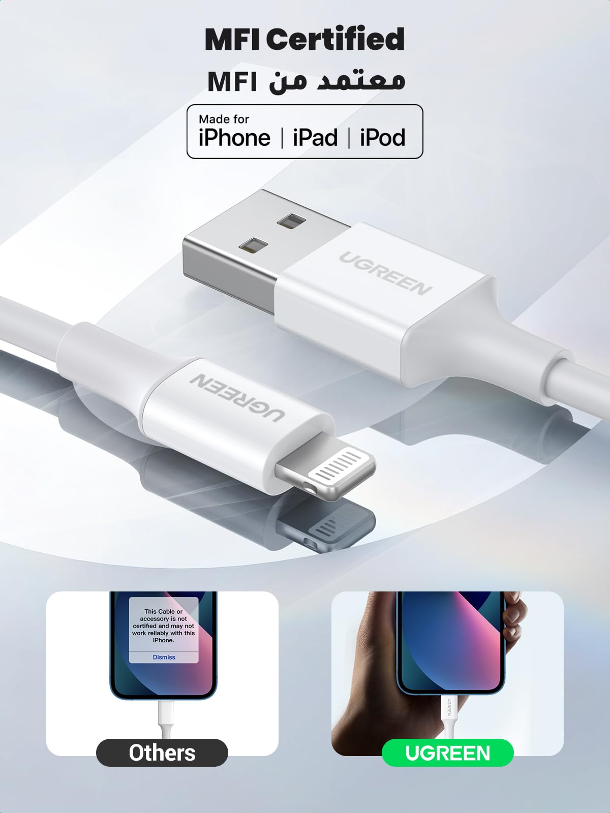 UGREEN كابل USB-A إلى Lightning نوع PVC