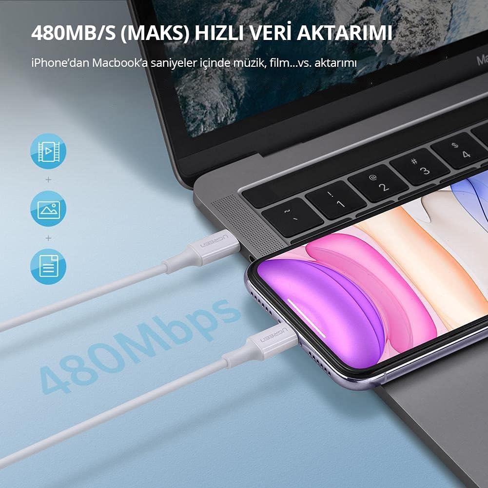 UGREEN USB-C’den Lightning’e Kablo (Kauçuk Kaplama)