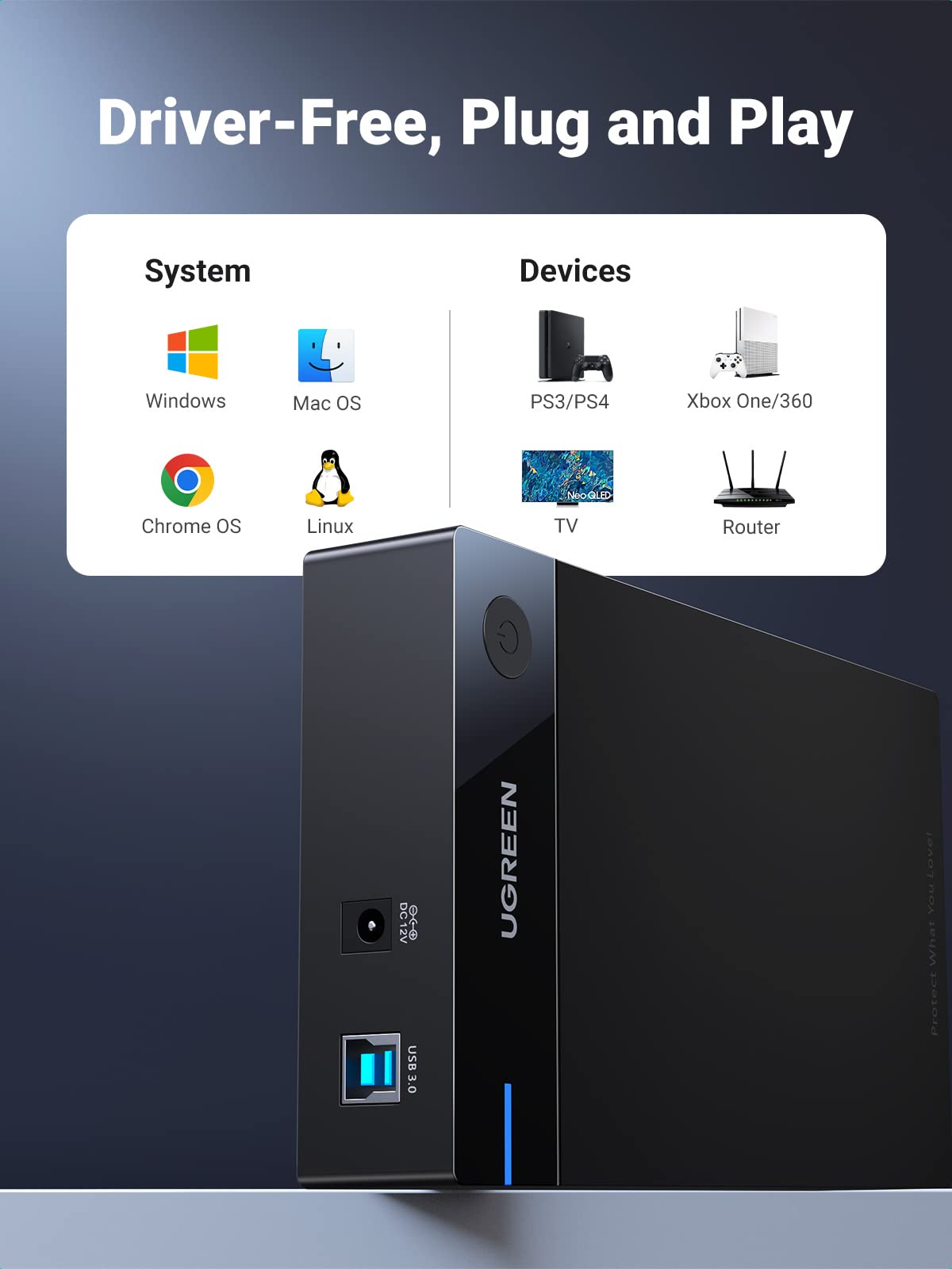 UGREEN 3.5" Hard Drive Enclosure USB 3.0 to SATA III Adapter