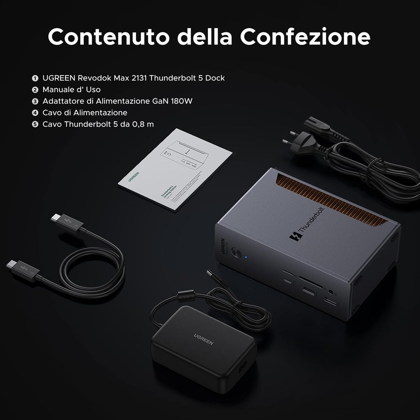 UGREEN Revodok Max 2131 Docking Station Thunderbolt 5 120Gbps Trasferimento Ultra Veloce Dock