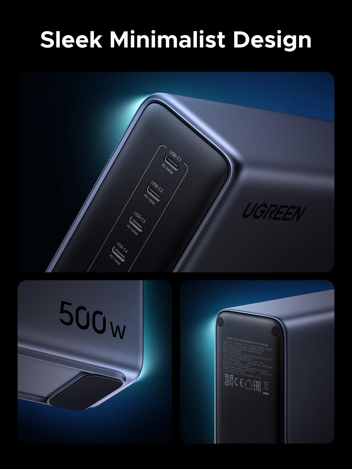 500W six-port GaN desktop fast charging charger