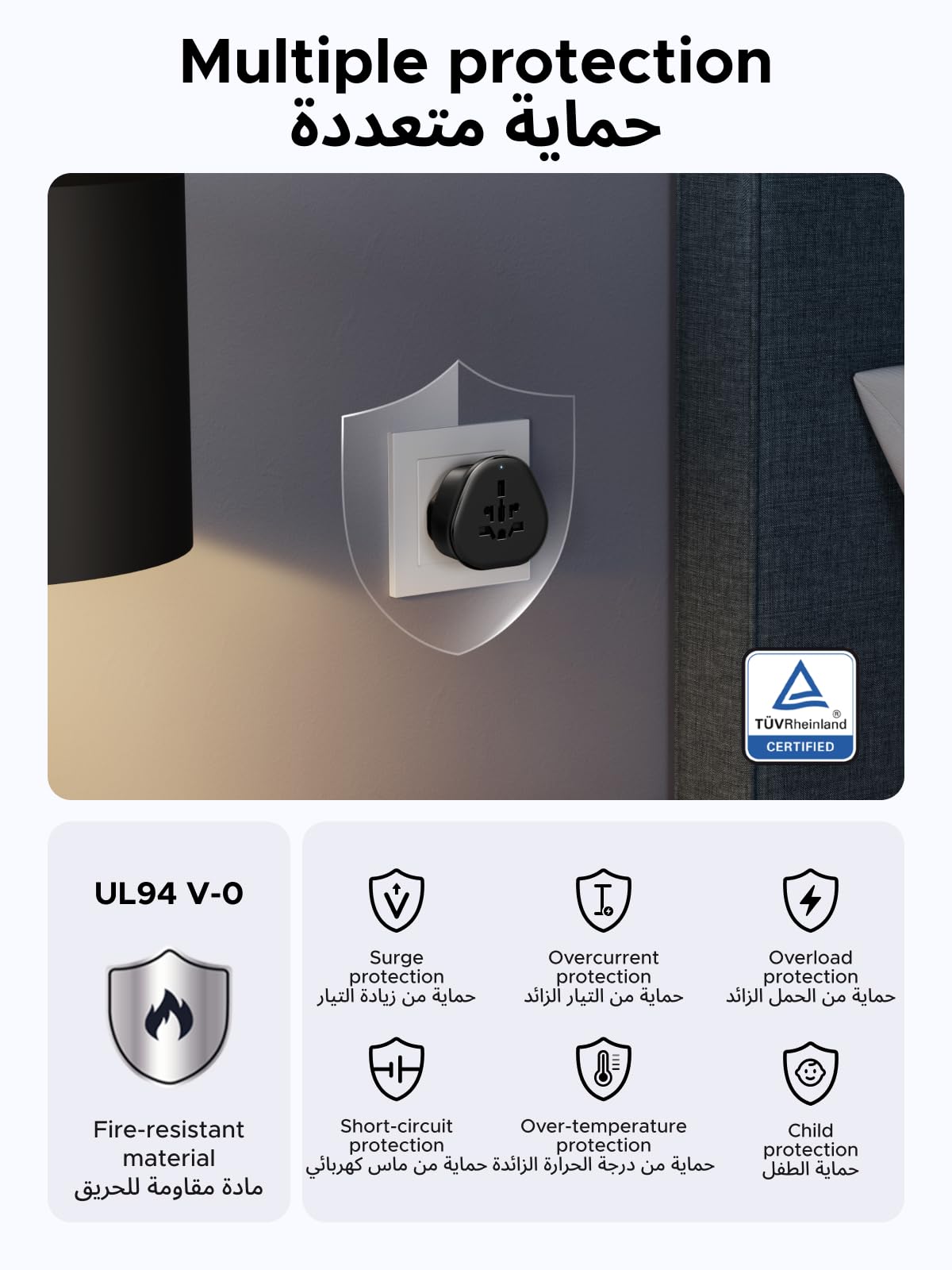 UGREEN Universal Travel Adapter with UK Plug New