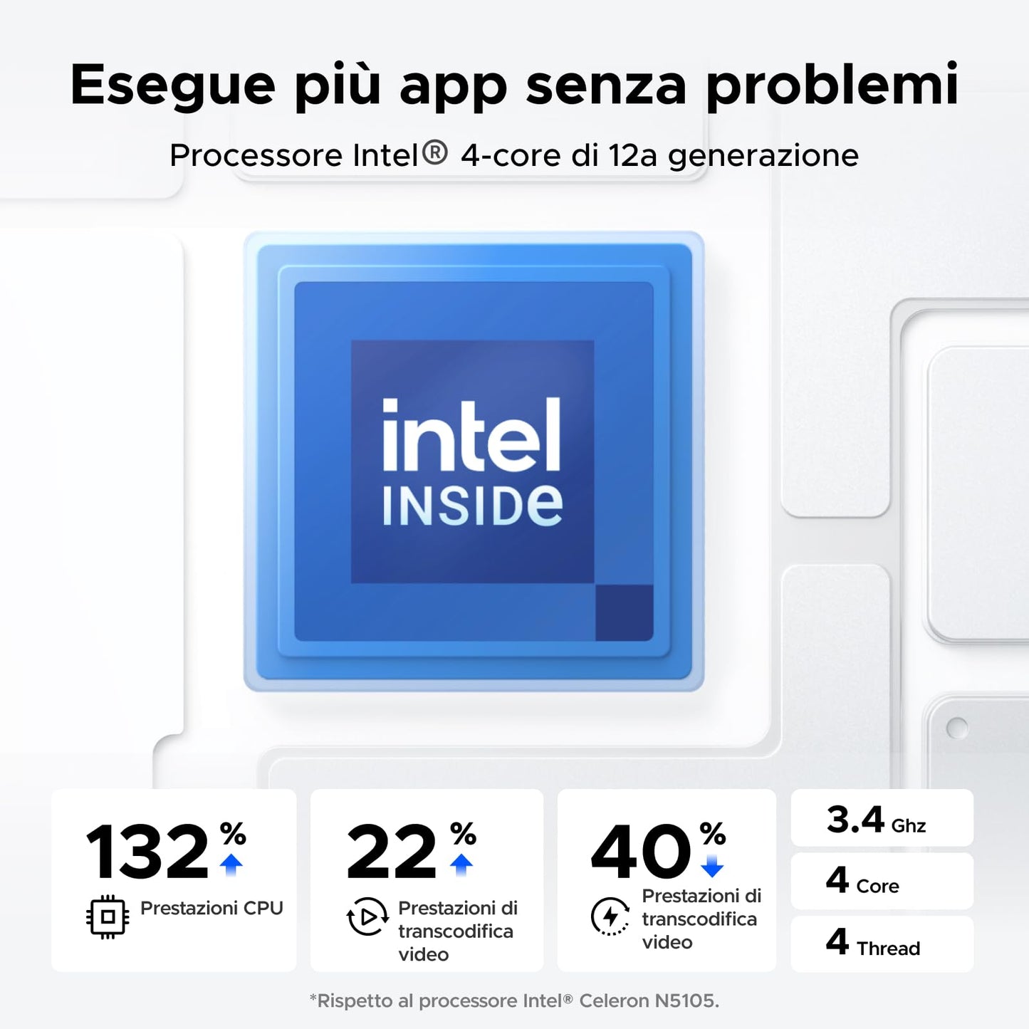 UGREEN NASync DXP4800, NAS desktop a 4 bay, CPU Intel N100 Quad-core, 8 GB di RAM DDR5