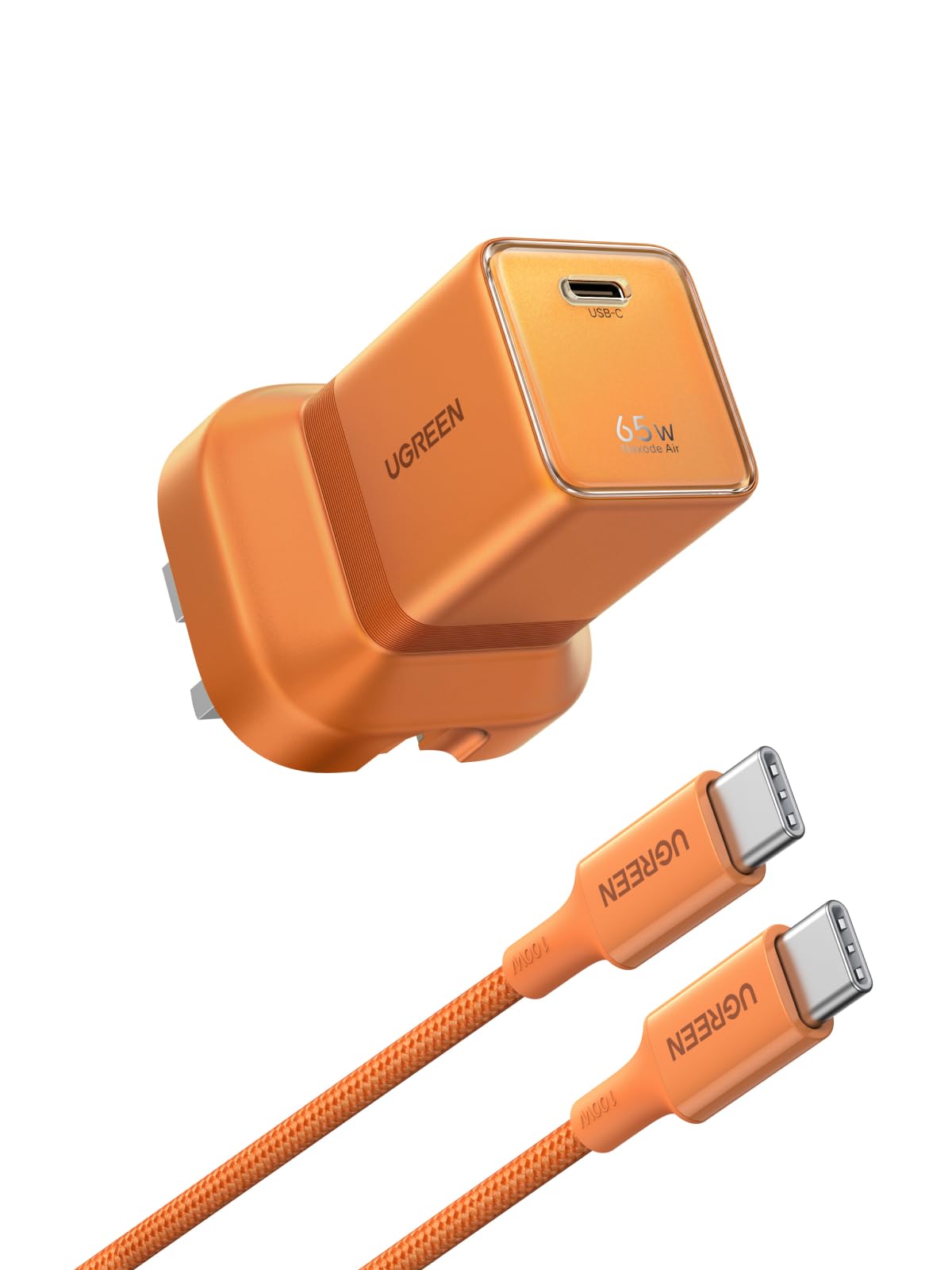 UGREEN Nexode Air 65W Fast Charger Type C with 100W USB-C Cable 1M, Orange