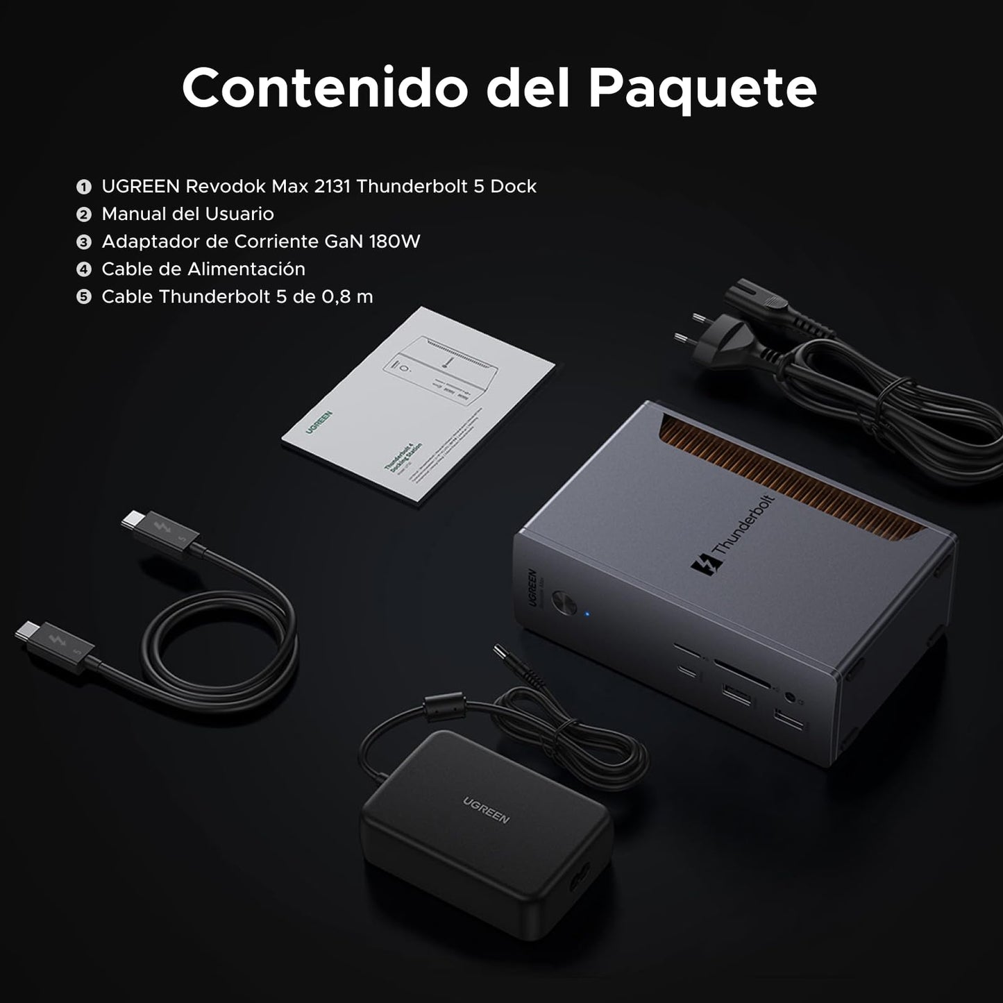UGREEN Revodok Max 2131 Docking Station Thunderbolt 5 120Gbps Transferencia Ultra Rápida