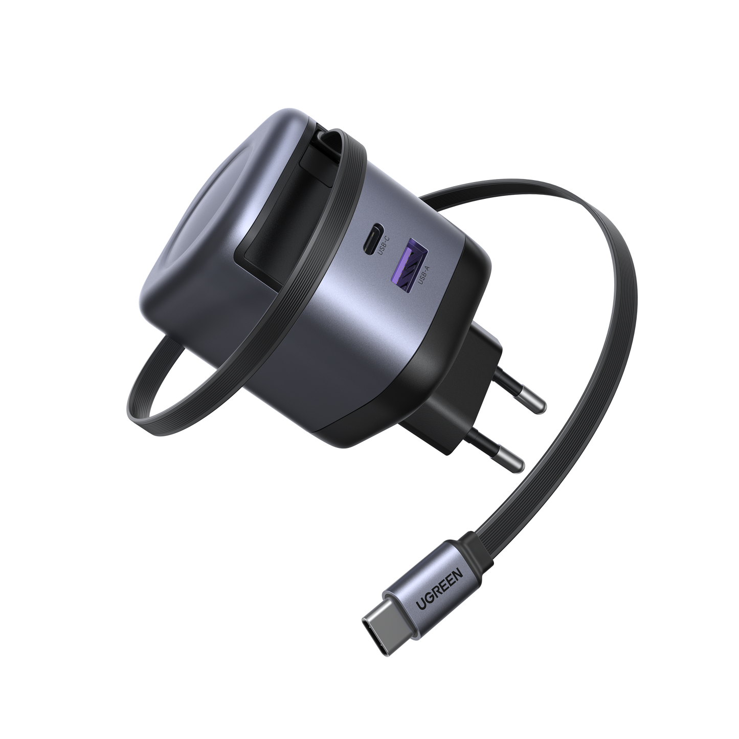 UGREEN Nexode หัวชาร์จแบบยืดหดได้ บิวท์อินสาย USB-C 45W