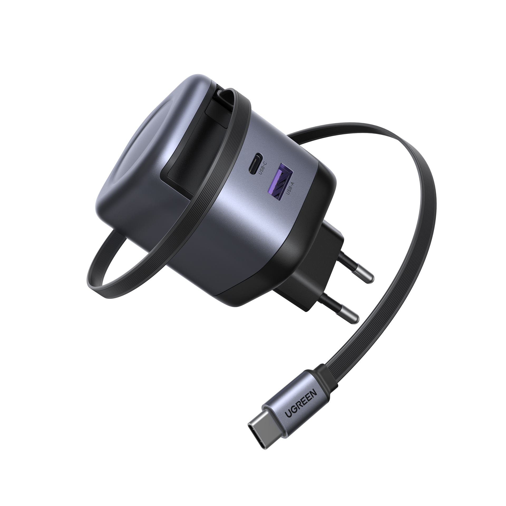 UGREEN Nexode หัวชาร์จแบบยืดหดได้ บิวท์อินสาย USB-C 45W