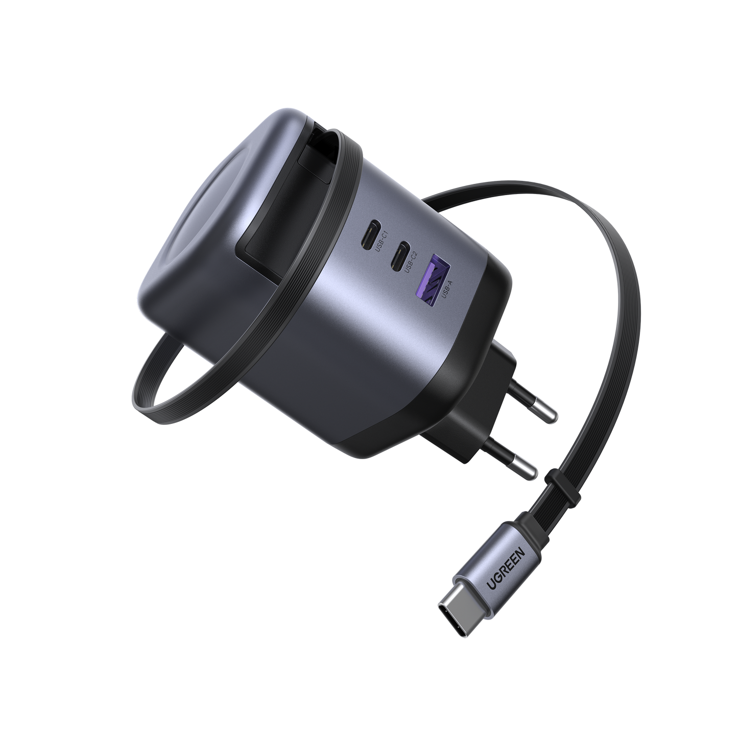 UGREEN Nexode หัวชาร์จแบบยืดหดได้ บิวท์อินสาย USB-C 100W