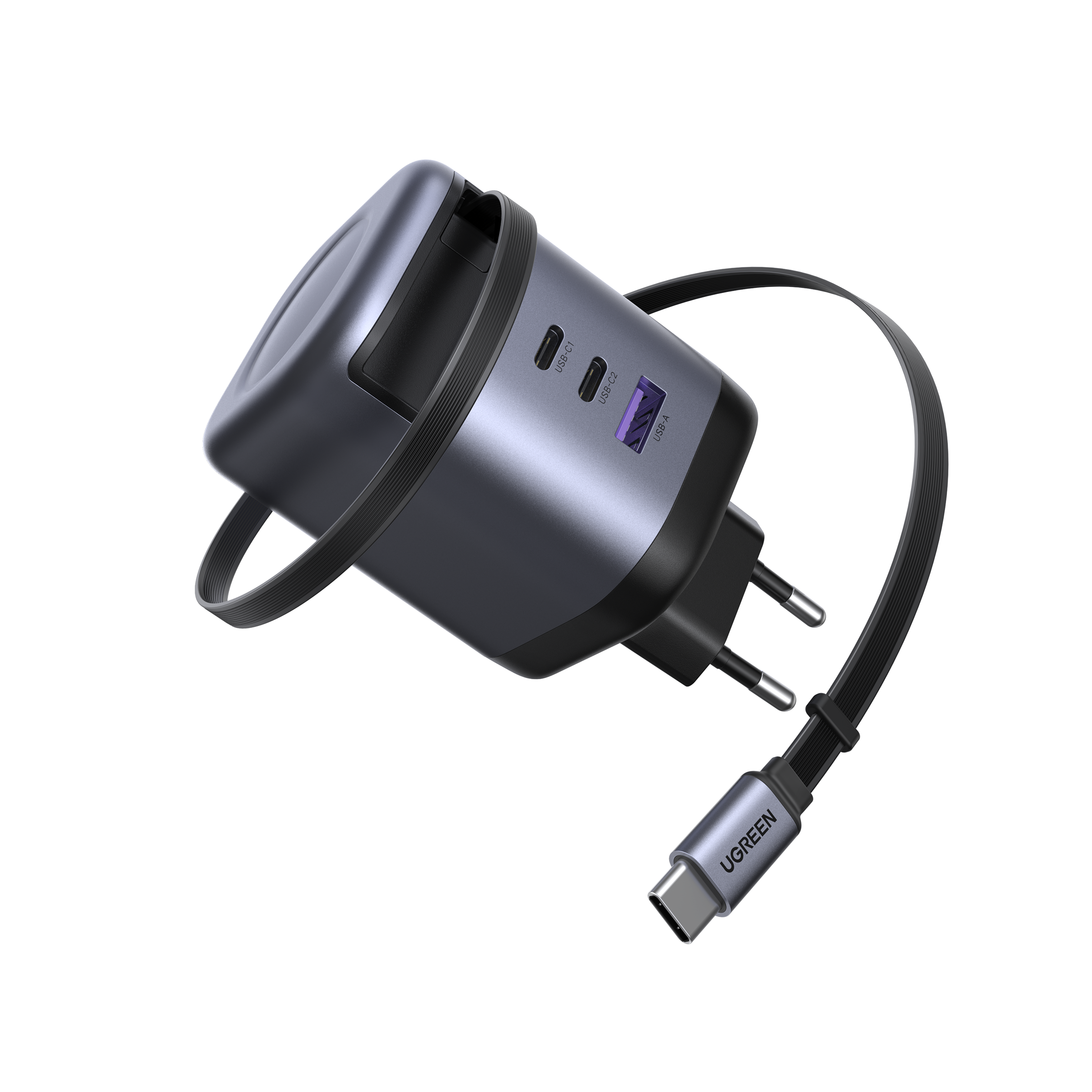 UGREEN Nexode หัวชาร์จแบบยืดหดได้ บิวท์อินสาย USB-C 100W