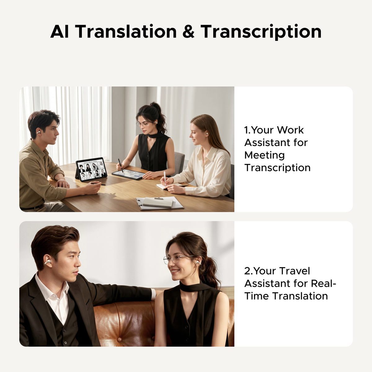 UGREEN ClipBuds Pro2 Wireless Earbuds AI Translator 46H Long Play Time Earphones Champagne Gold