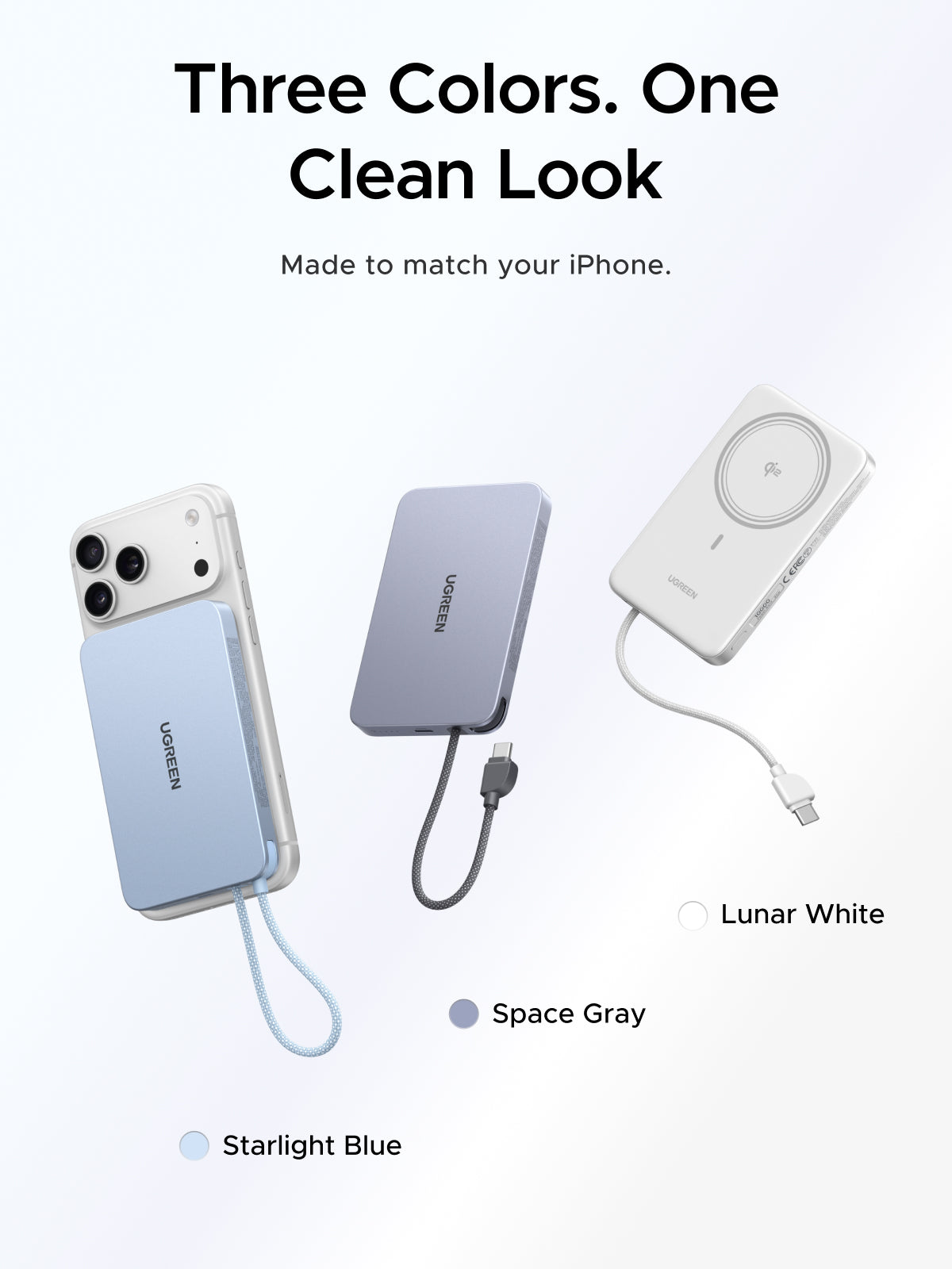 UGREEN MagFlow Air Magnetic Power Bank 10000mAh 15W Space Gray