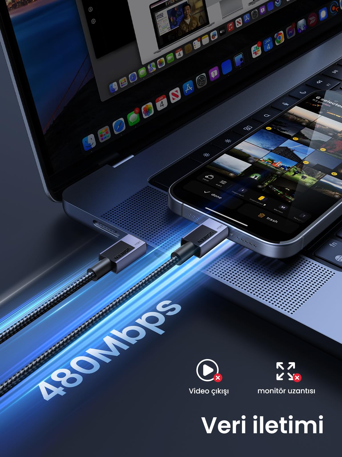 UGREEN USB-C’den USB-C’ye Kablo