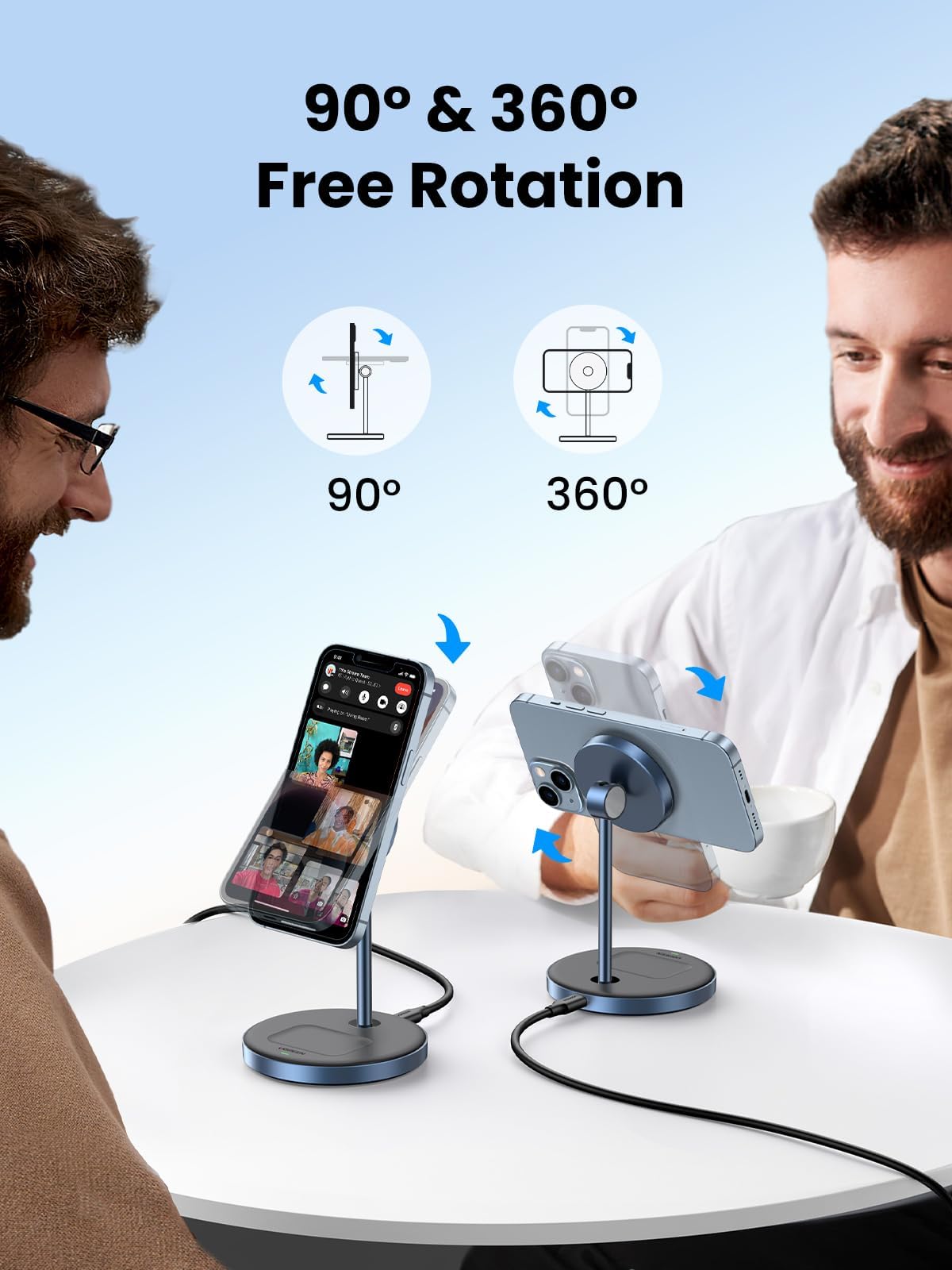 UGREEN 2-in-1 Magnetic Wireless Charger Stand 15W