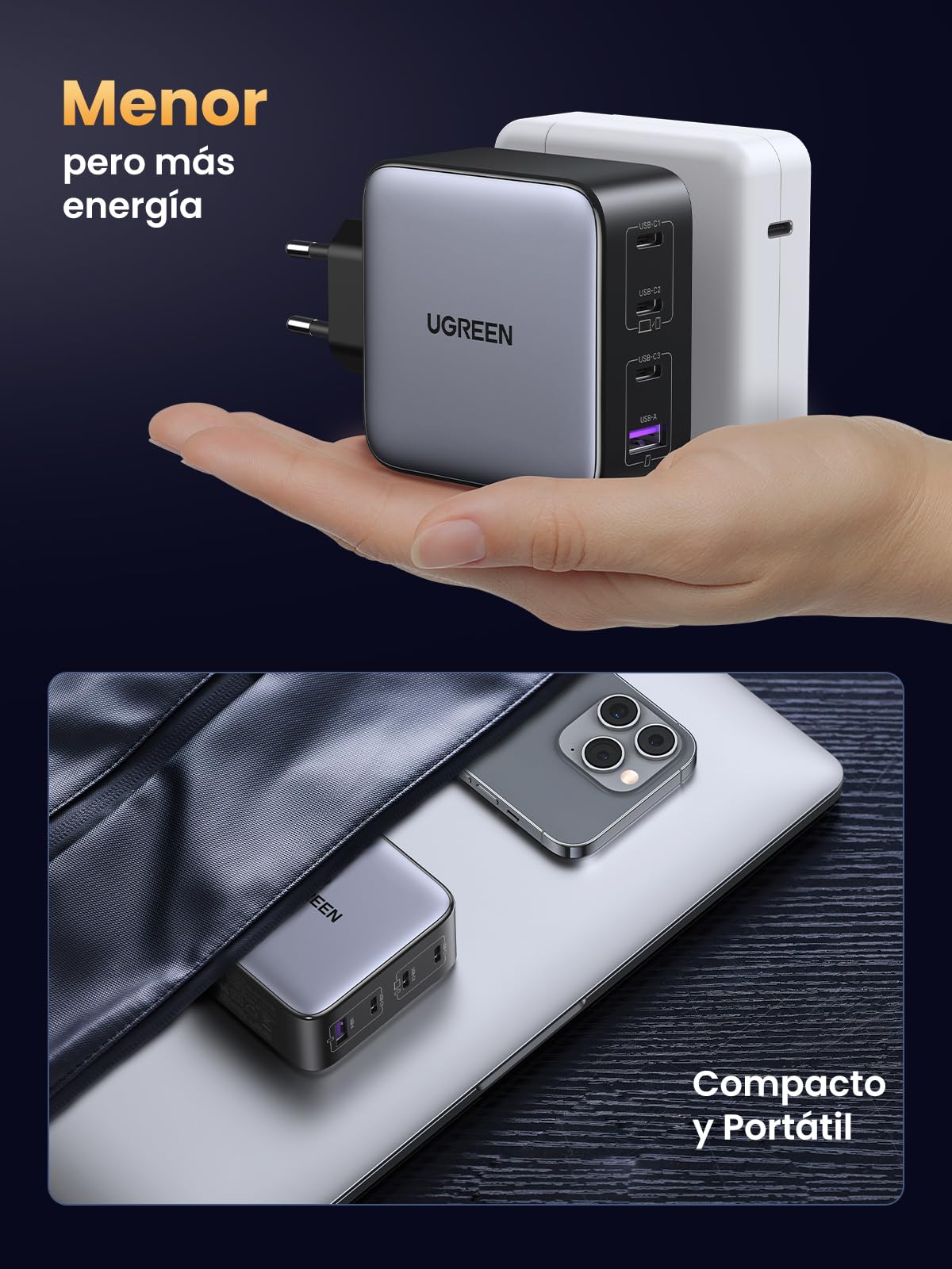 UGREEN Nexode Cargador USB C 100 W con 4 Puertos