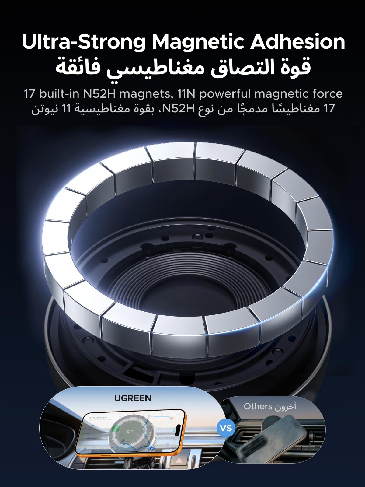 UGREEN MagFlow Pro Magnetic Wireless Car Charger 25W