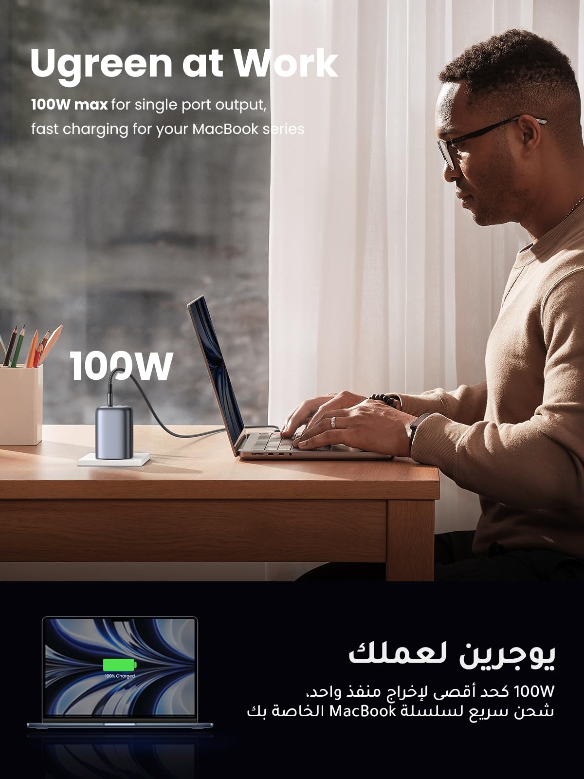 UGREEN Nexode شاحن GaN سريع أربعة منافذ 100 واط