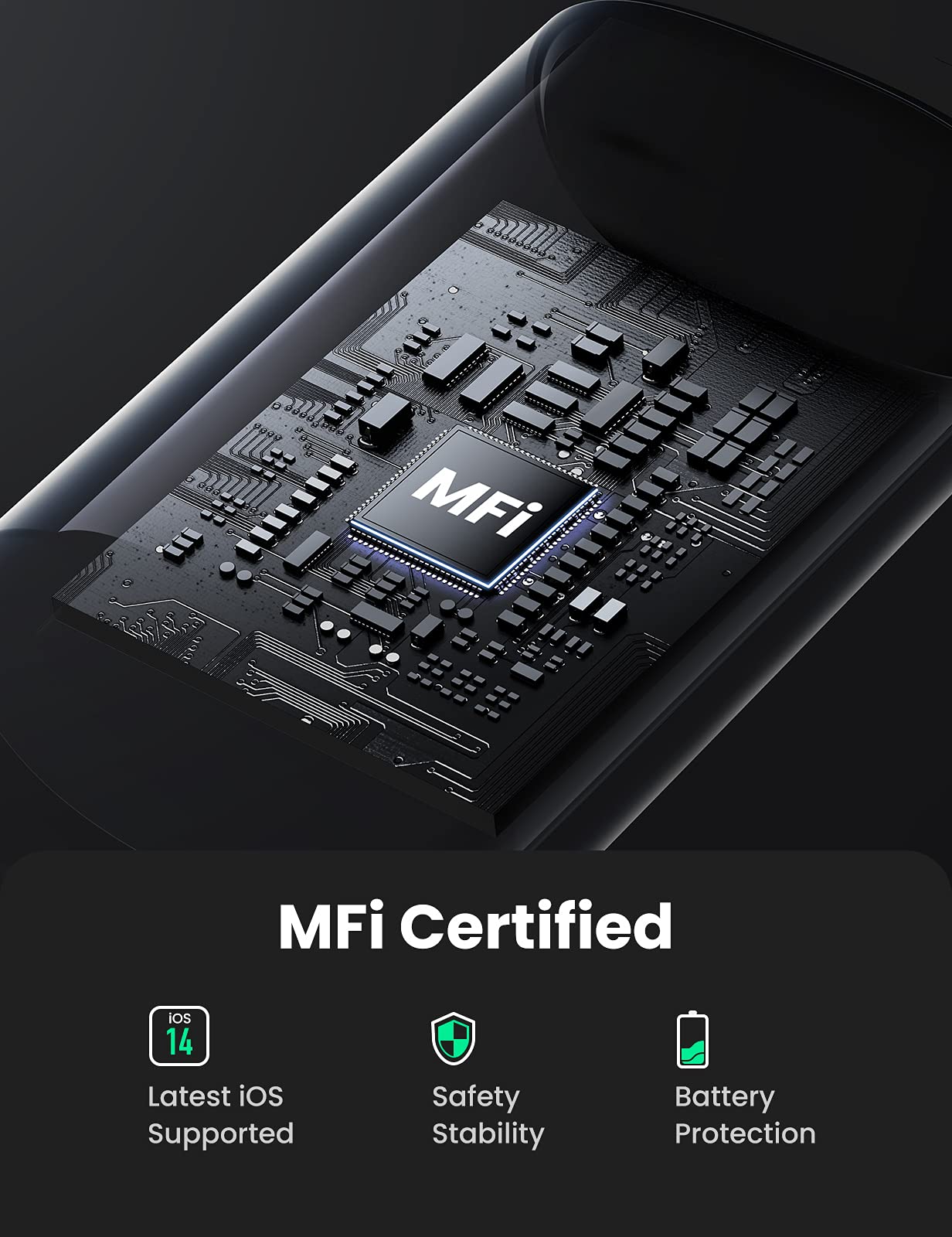 UGREEN USB-C’den Lightning’e Kablo (Nikel Kaplama, ABS Gövde)
