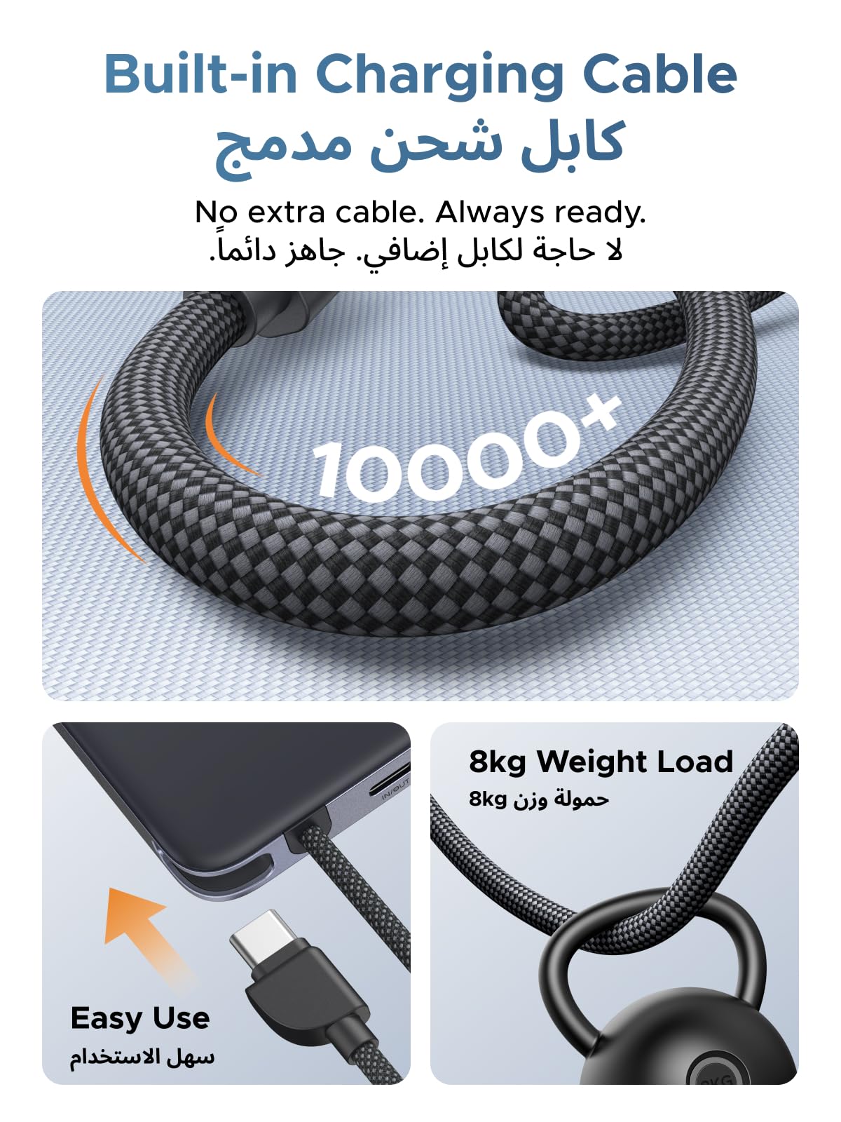 باور بانك يوجرين ماج فلو إير المغناطيسي بسعة 10000mAh وقدرة 15 واط – رمادي فضائي