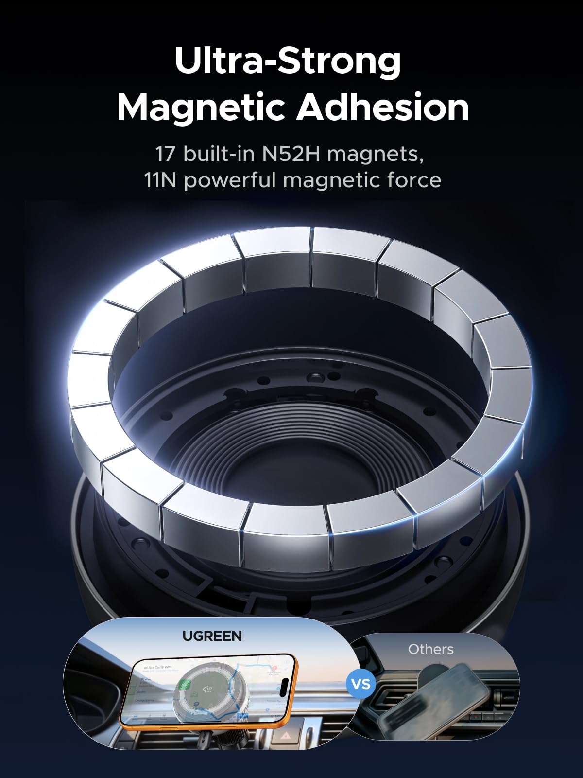 شاحن سيارة مغناطيسي لاسلكي UGREEN MagFlow Pro 25W