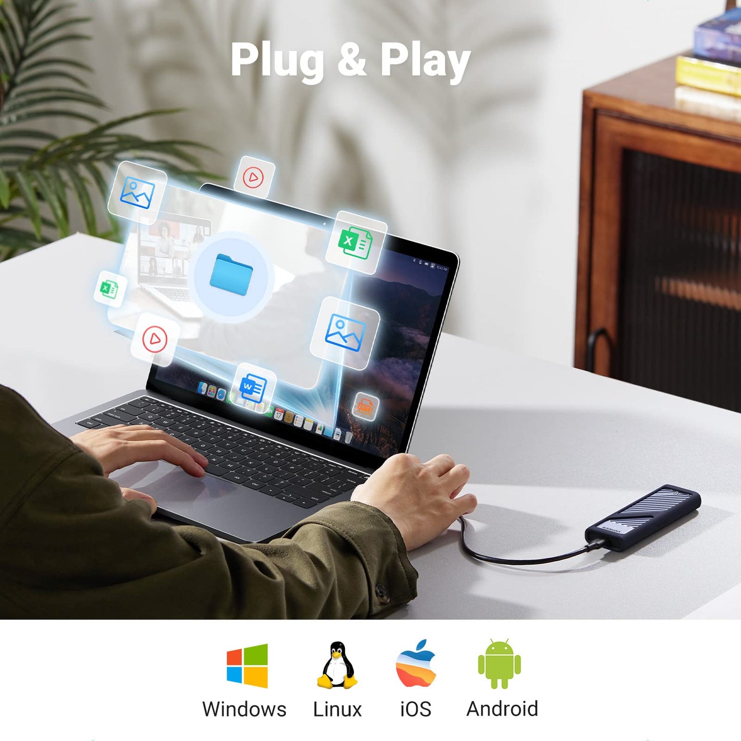 UGREEN Carcasa M.2 NVMe e NGFF USB C 3.2 Gen 2 , Caja SSD M2