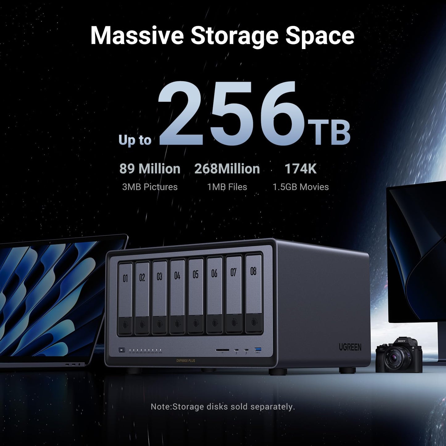 Ugreen nasync dxp8800 plus | 8+2 reži za diske | intel core i5-1235u | 8gb ddr5 | 2x 10gbe | nas strežnik 1 Ugreen nasync dxp8800 plus 8-bay nas strežnik z veliko kapaciteto shranjevanja