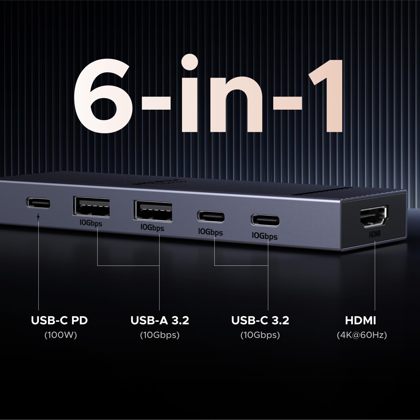 UGREEN Revodok Pro 106 10Gbps Hub USB C HDMI 4K 60Hz Adattatore Type C 3.2 Gen 2 PD 100W