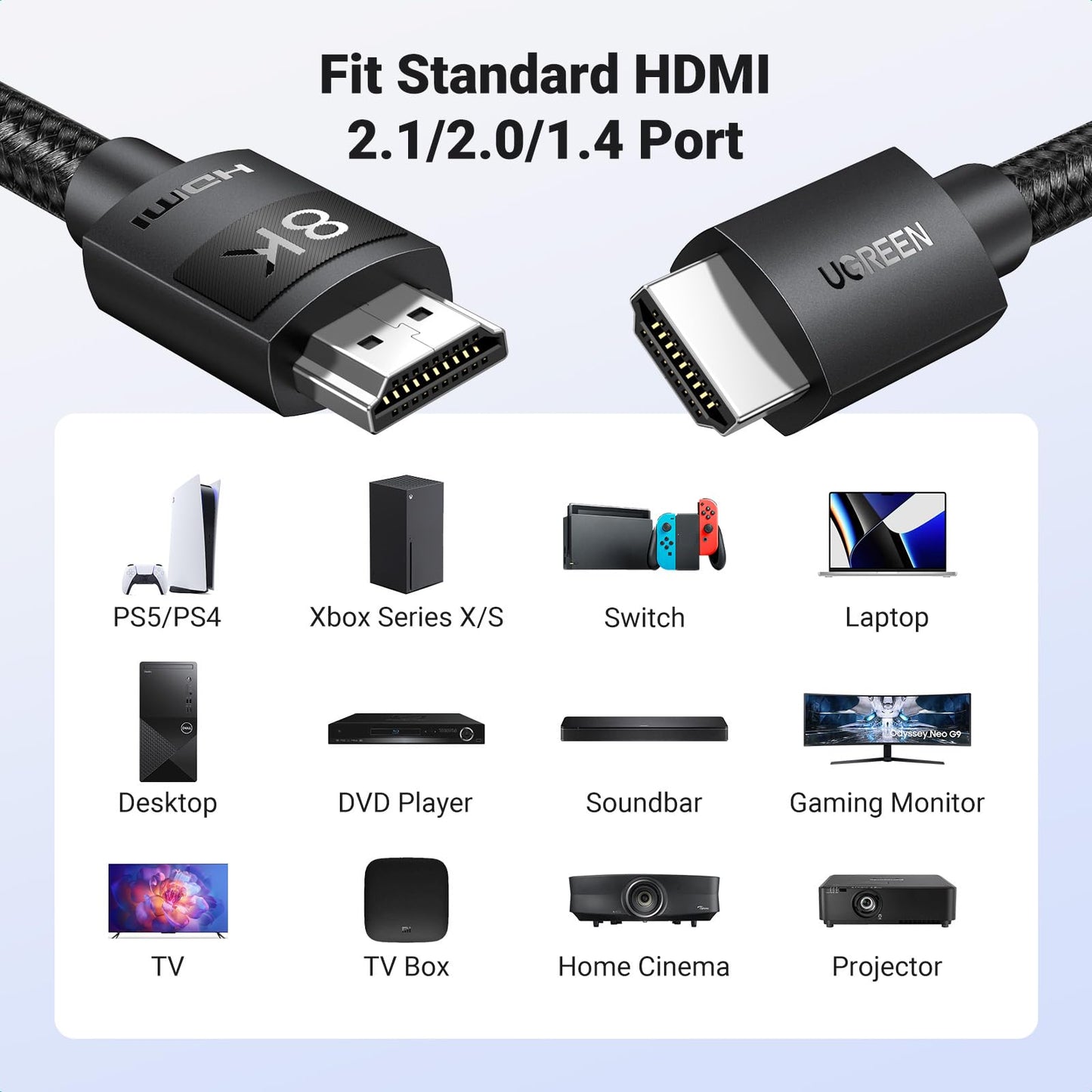 UGREEN 8K@60Hz Certified HDMI 2.1 Cable
