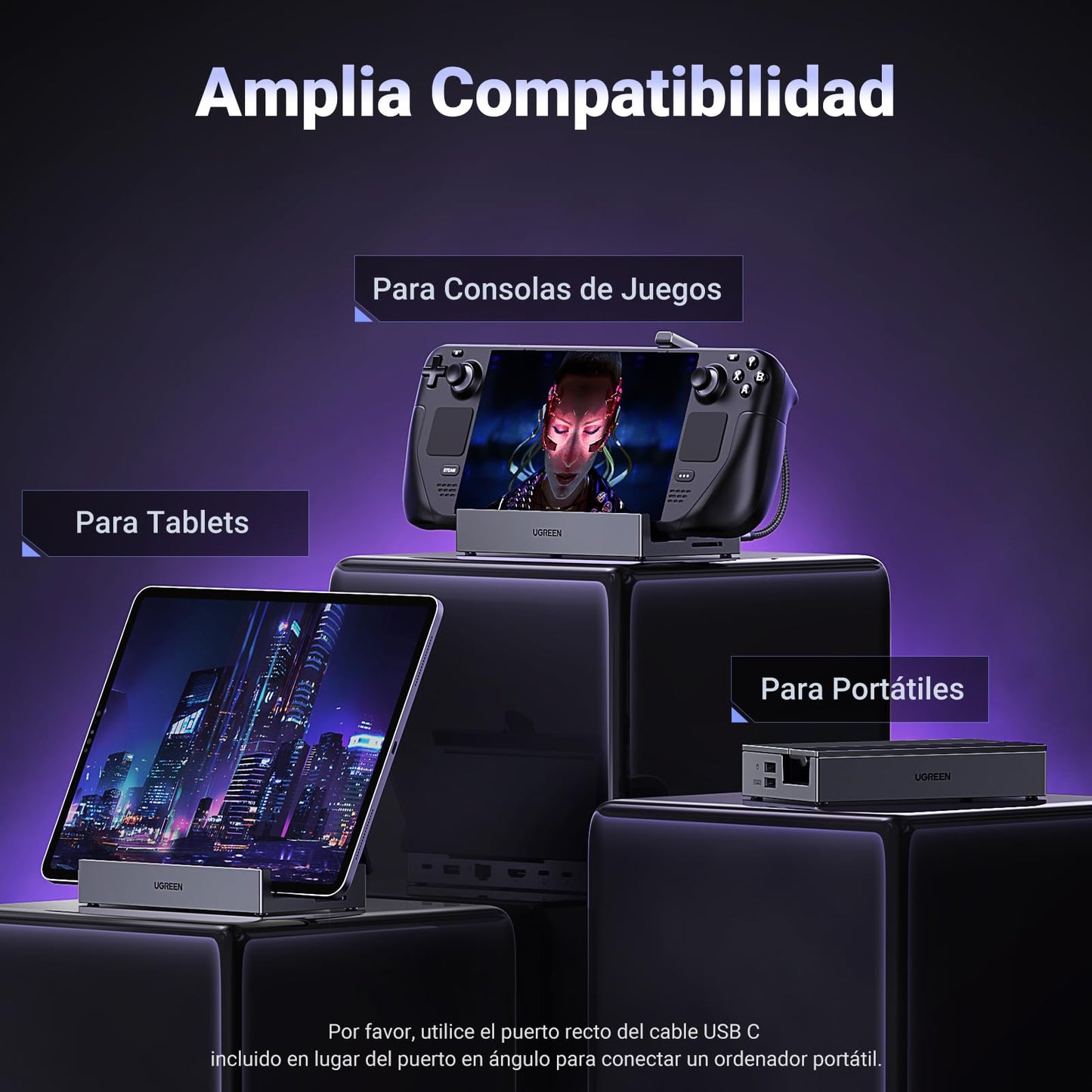 UGREEN Hub USB C HDMI 4K 60Hz 9 En 1 Dock Steam Deck ROG Ally Adaptador Tipo C 3.2 10Gbps