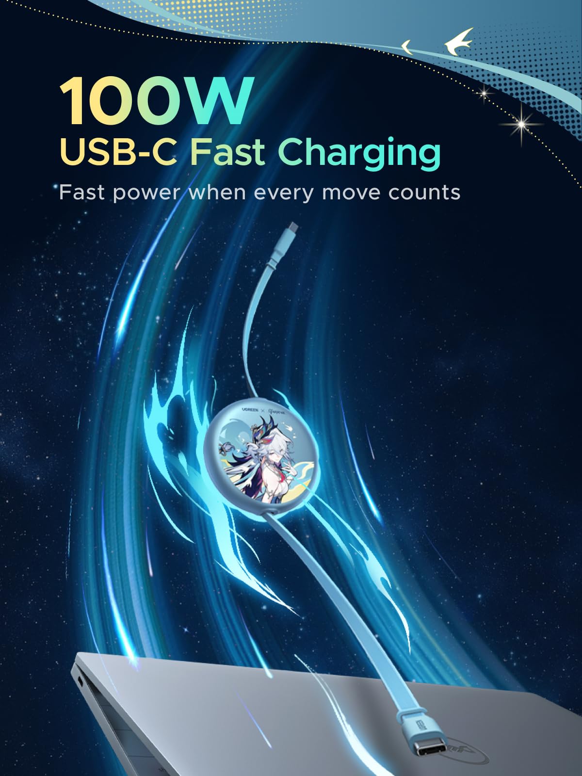UGREEN Nexode Retractable USB-C Cable Honkai: Star Rail Edition
